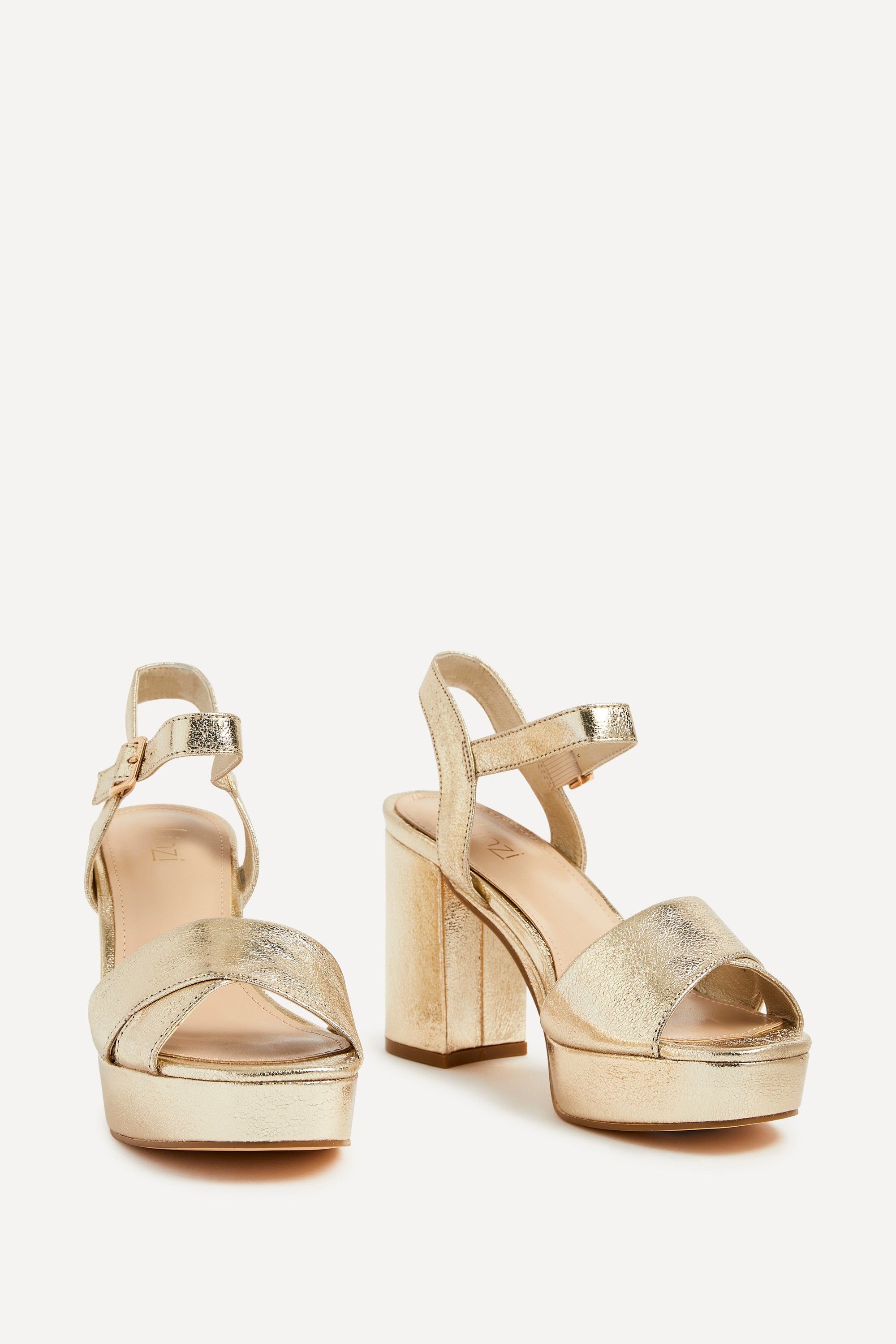 Linzi Verony Gold Faux Leather Platform Block Heel image 3
