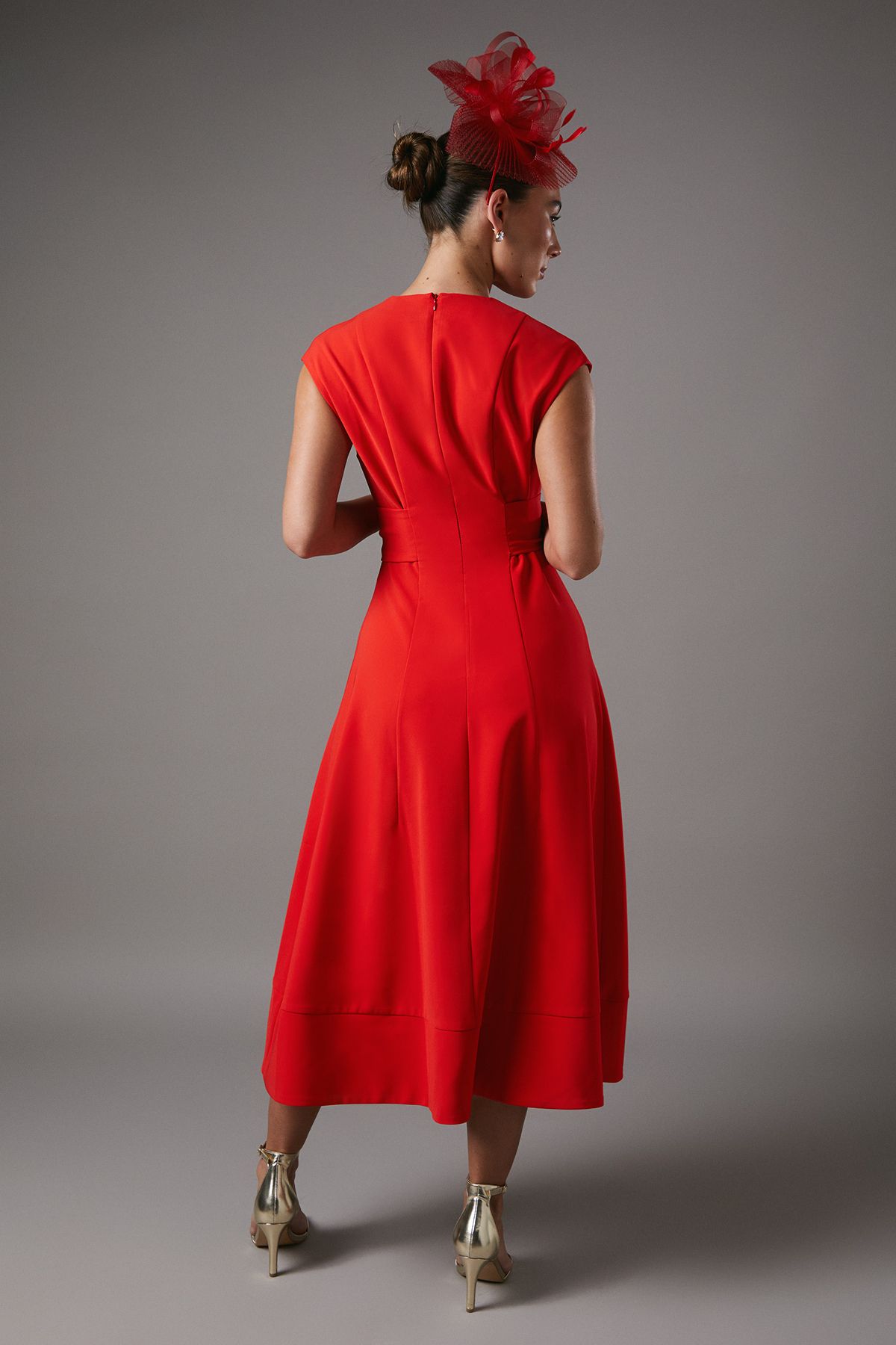 Coast Belted Crepe Dress Flame Red image 3