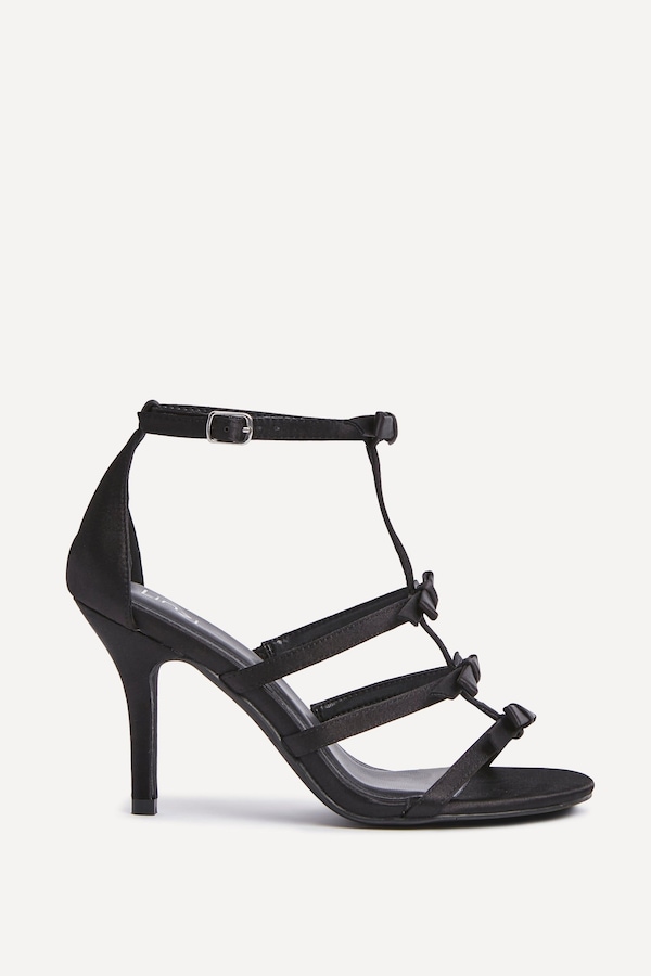 Linzi Saviour Black Satin T-Bar Bow Heel