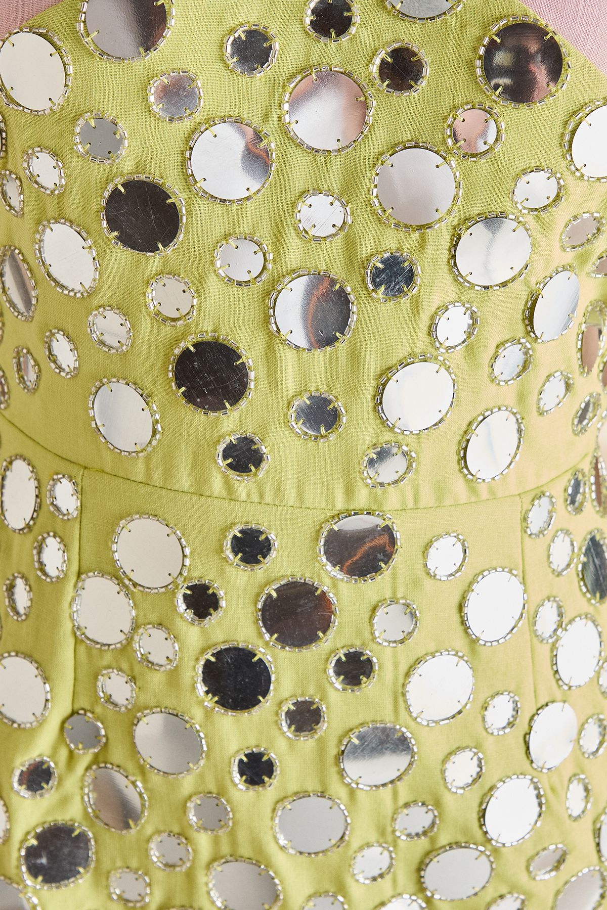 Coast Cross Neck Mirror Sequin Midi Dress Chartreuse image 5