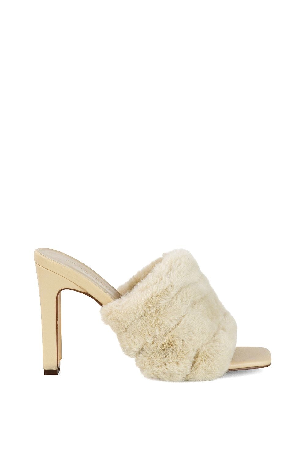 XY London 'Hunter' Fluffy Faux Fur Square Toe Slim Block Heel Mules image 4