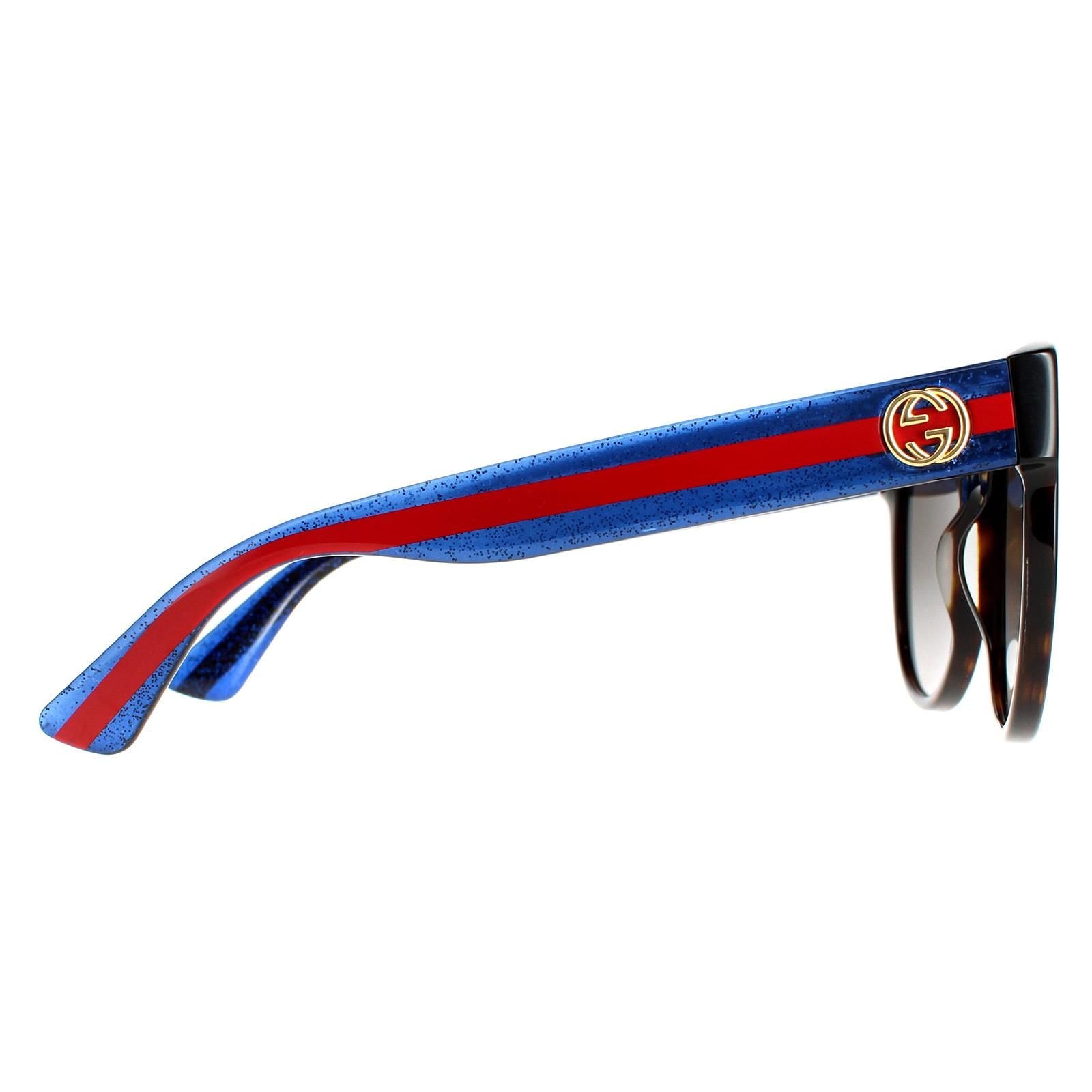 Gucci Cat Eye Havana with Blue and Red Brown Gradient GG0035SN Sunglasses image 4