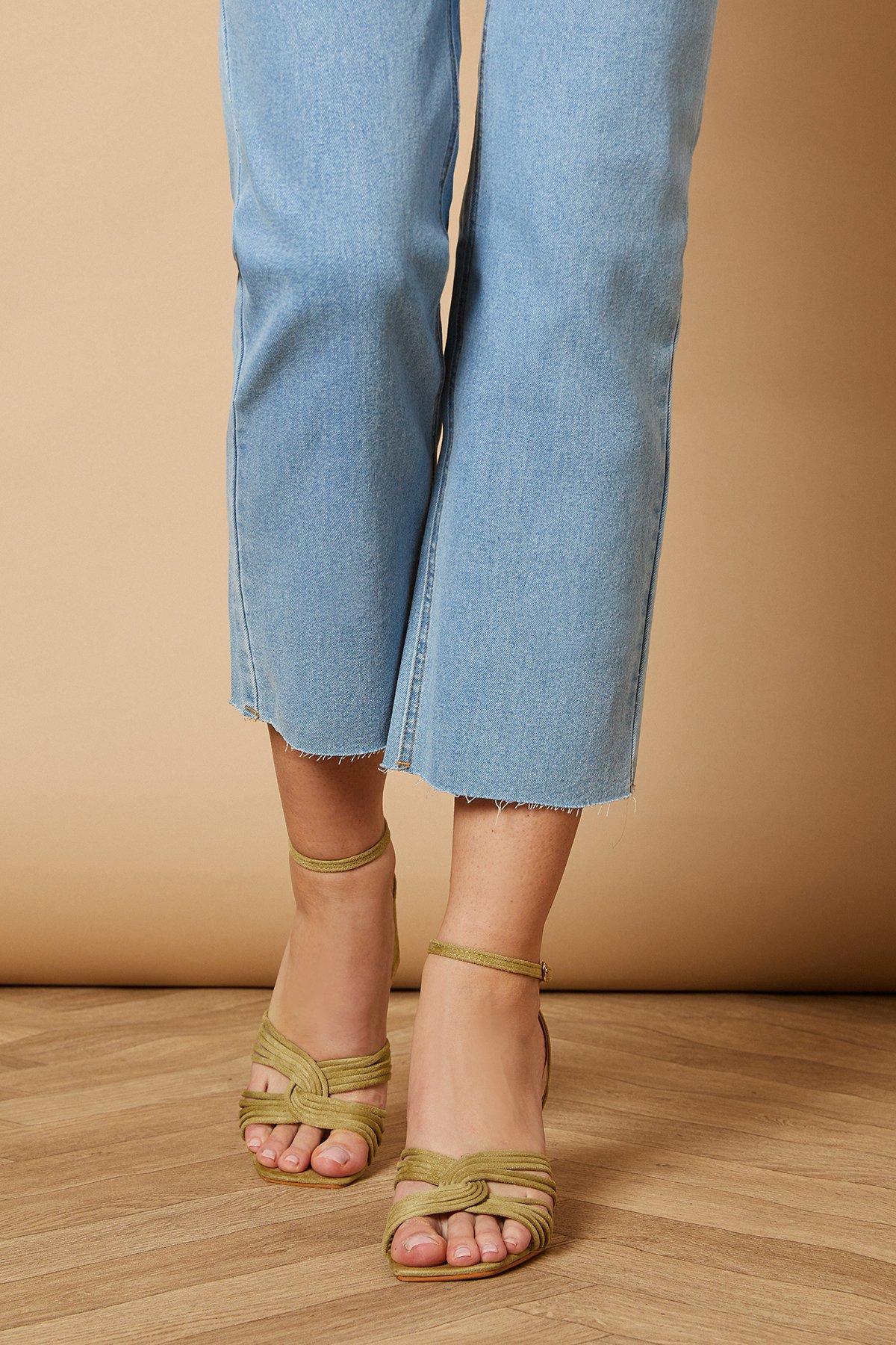 Oasis Teagan Faux Suede Twist Detail Block Heel Sandals Sage image 2