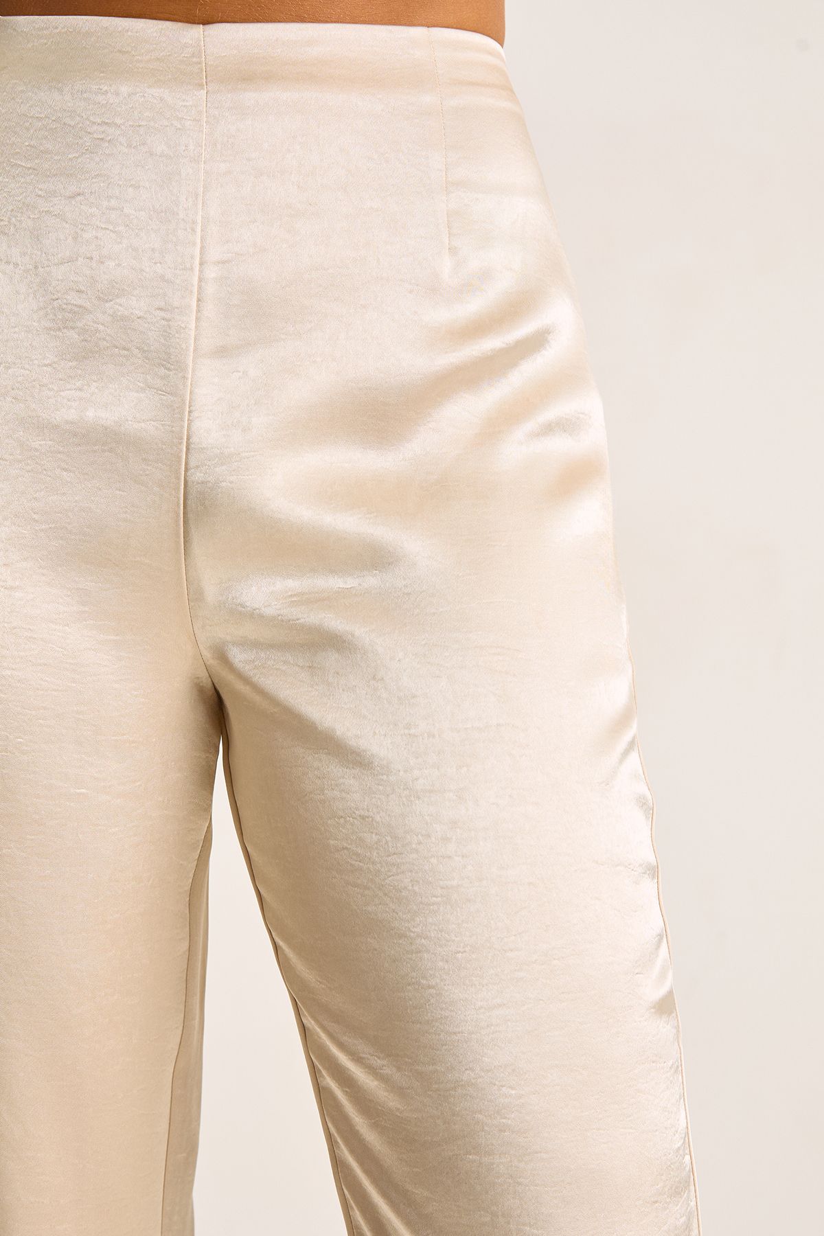 NastyGal Satin Flared Trousers Champagne image 4