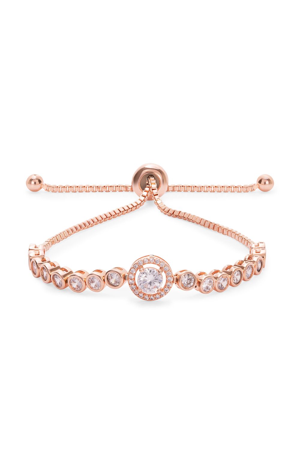 Jon Richard Rose Gold Centre Stone Tennis Toggle Bracelet image 1