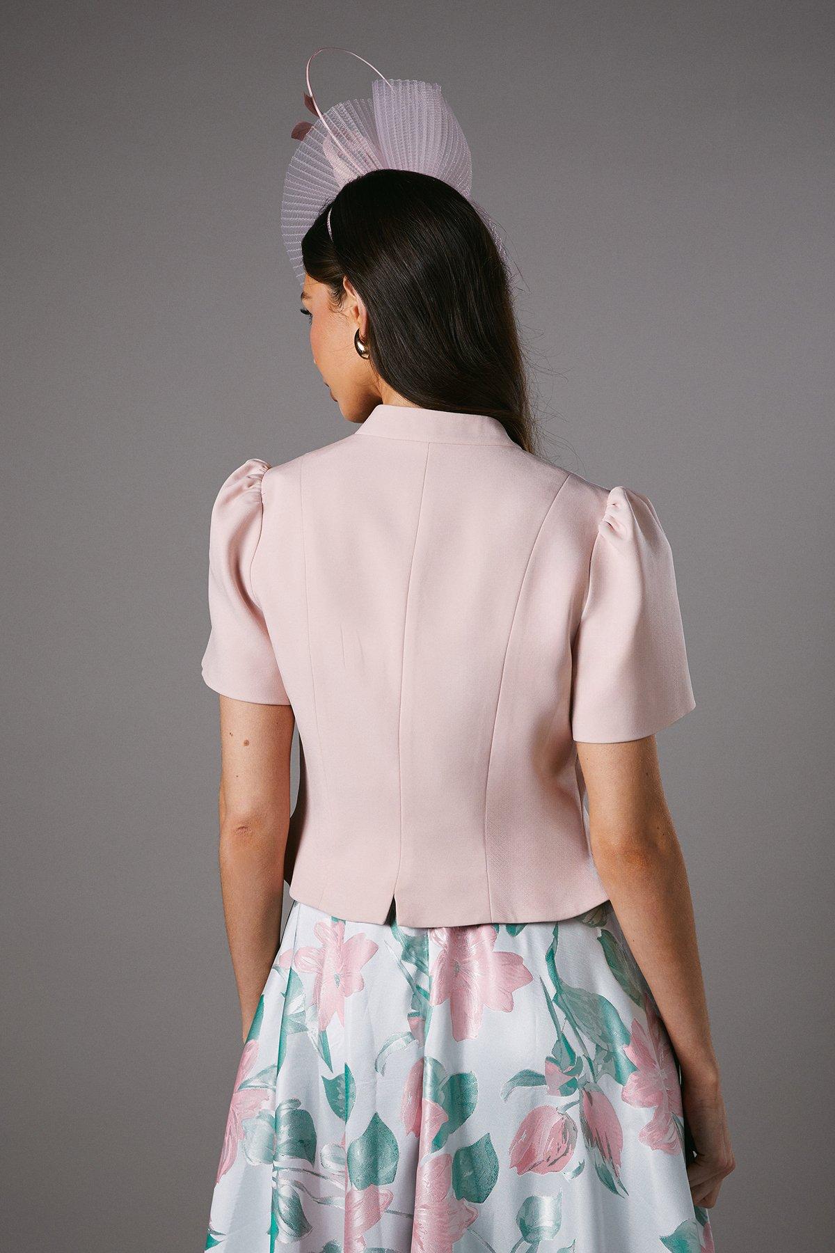 Coast Peplum Short Sleeve Crop Jacket Nude image 4