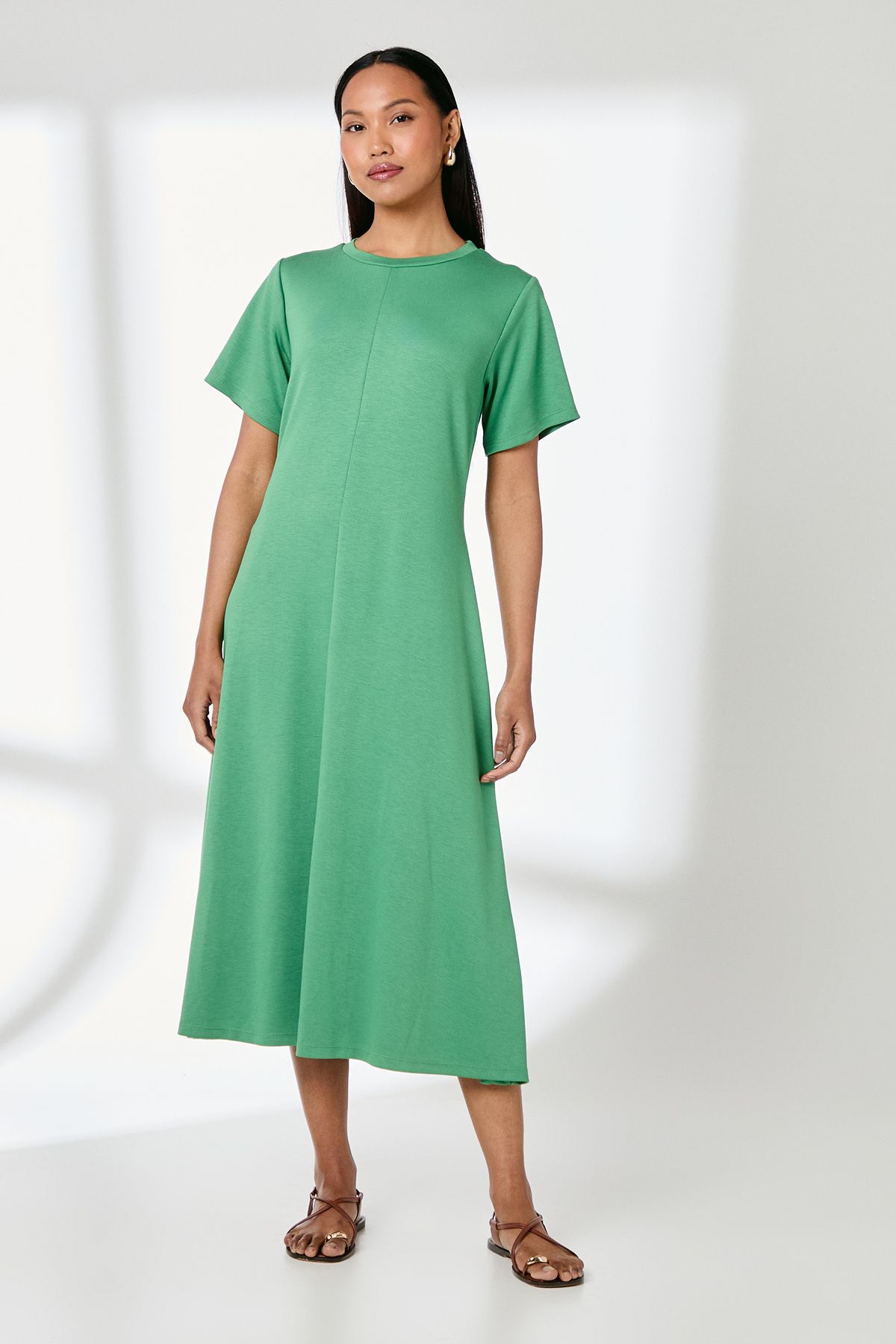 Principles Green Crew Neck Jersey Midi Dress Green image 1