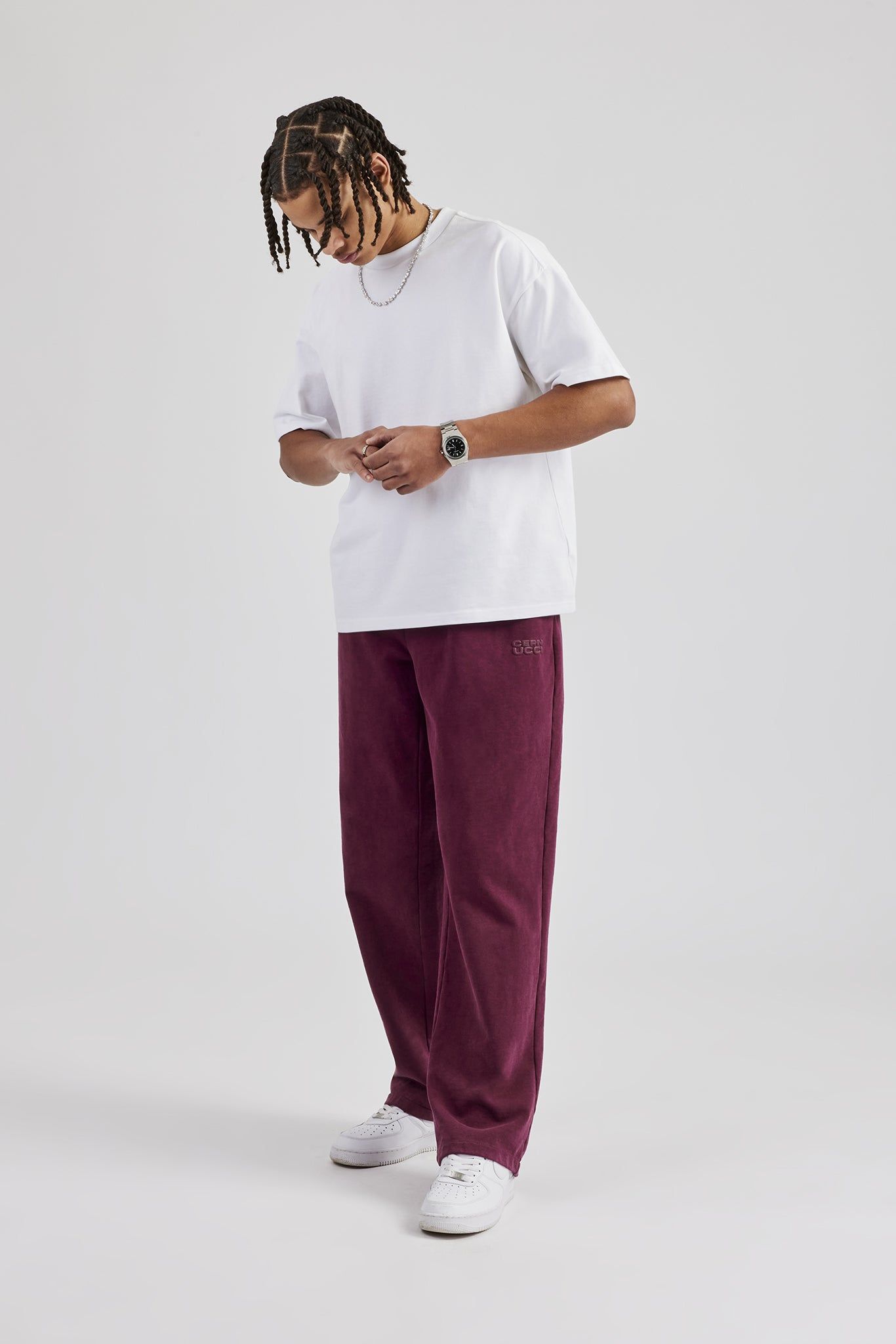Cernucci Washed Straight Leg Jogger - Burgundy image 4