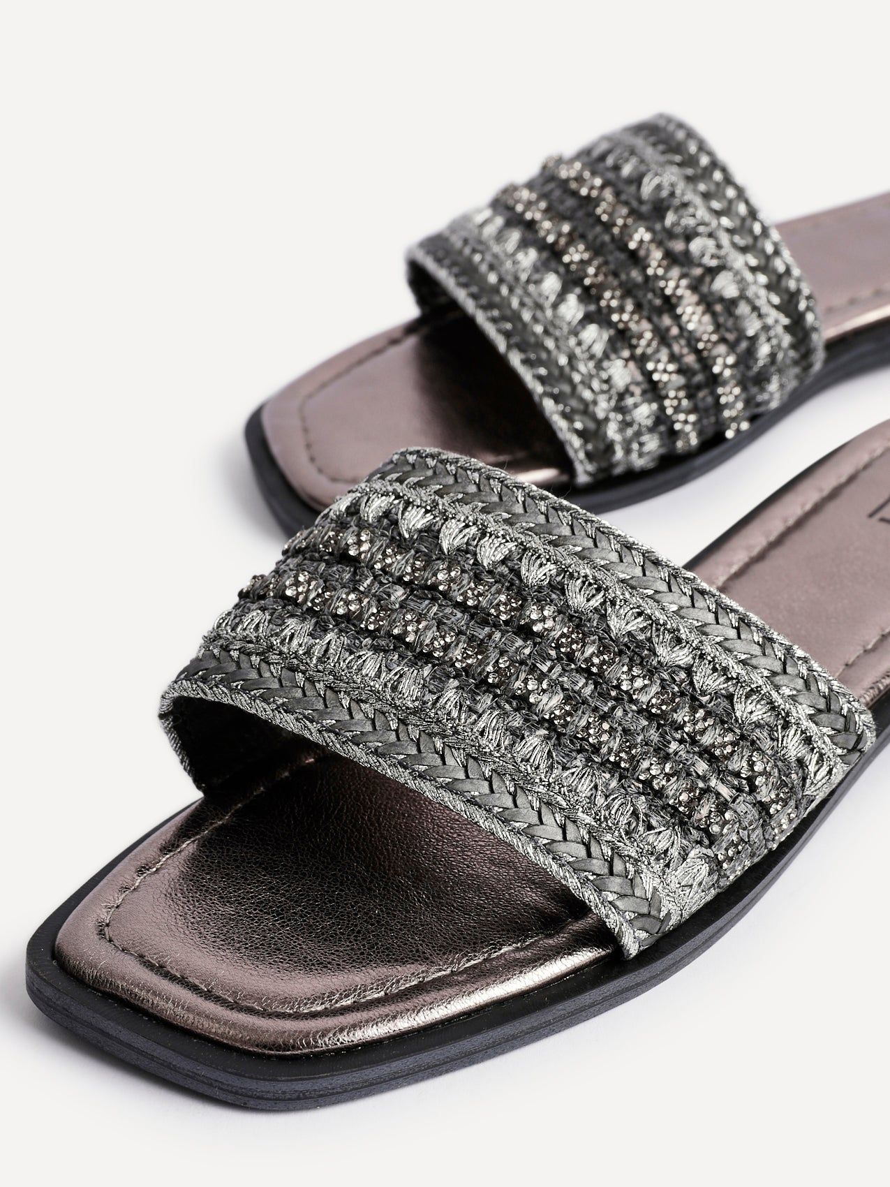 Linzi Fernanda Black Embellished Slip On Sandals image 3