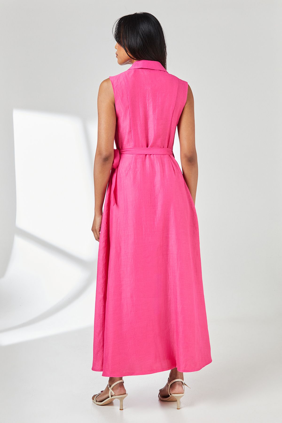 Principles Pink Sleeveless Organza Wrap Shirt Dress Pink image 3