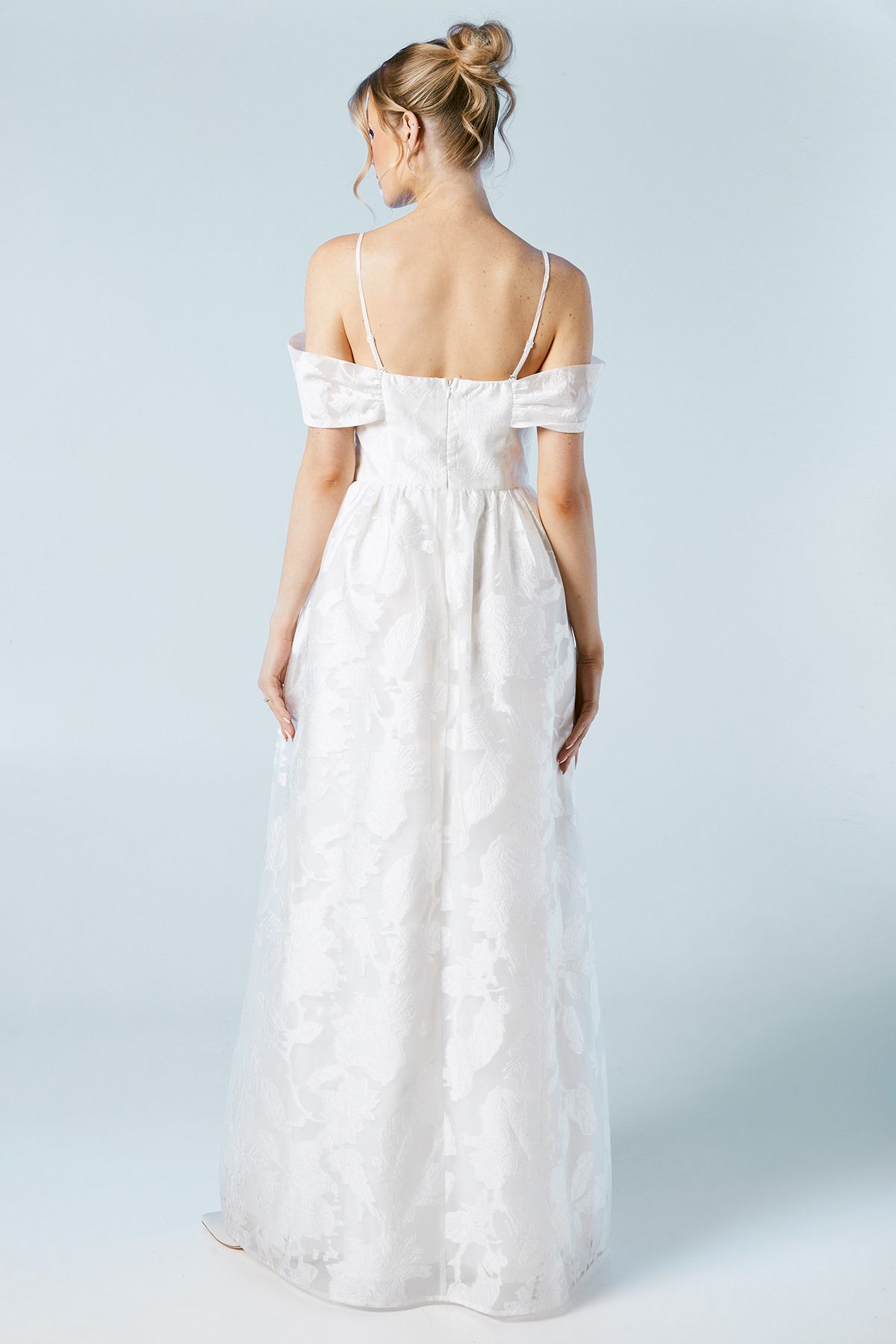 Coast Bardot Organza Jacquard Full Skirted Wedding Dress Ivory image 4