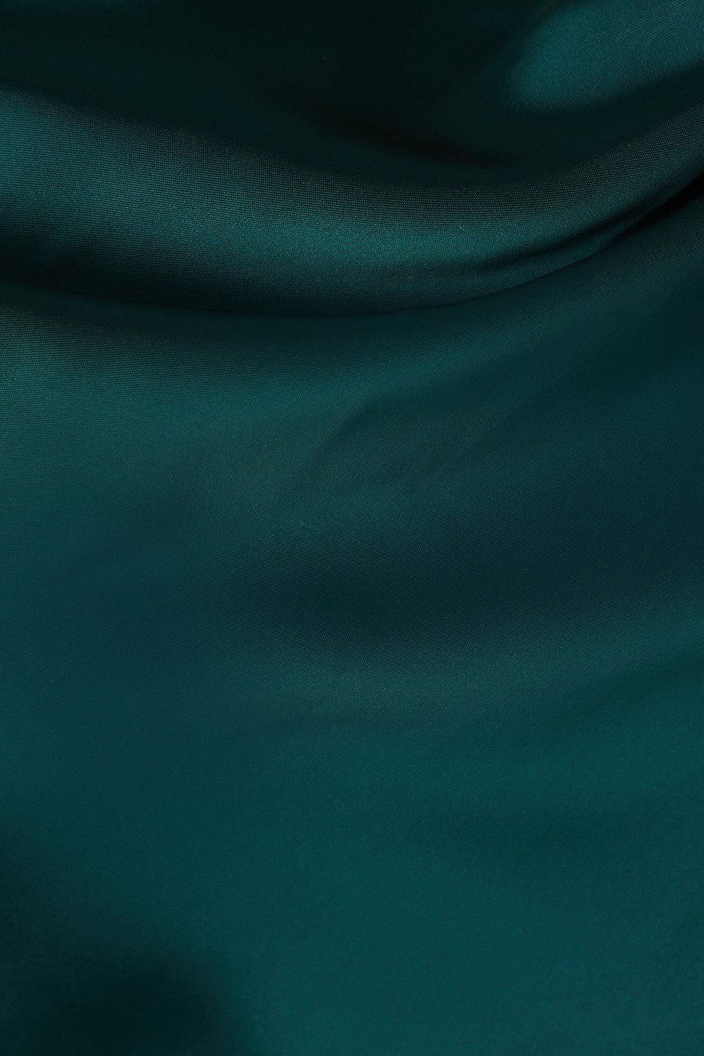 Coast Plus Size Long Sleeve Cowl Neck Satin Bridesmaid Dress Emerald image 5