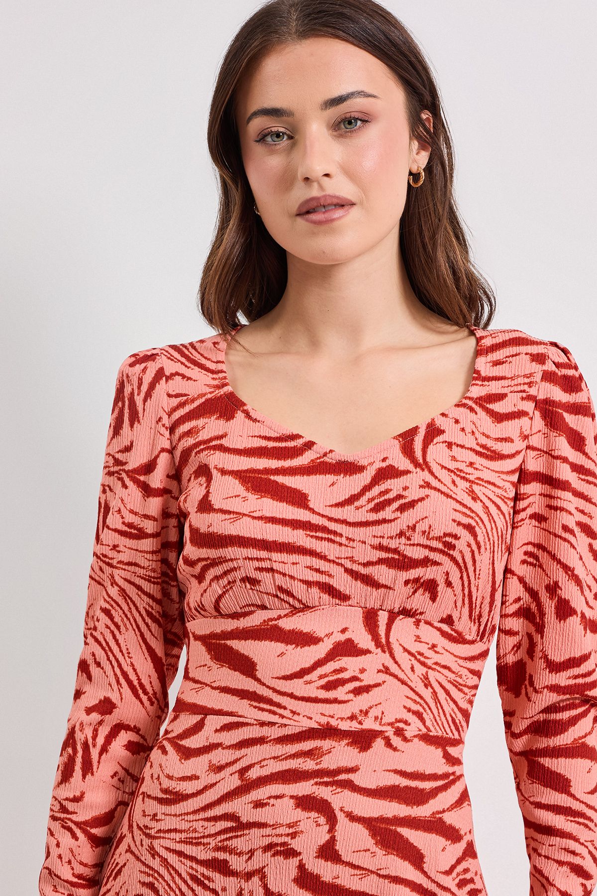 Dorothy Perkins Pink Animal Sweetheart Neckline Empire Seam Mini Dress Pink image 4