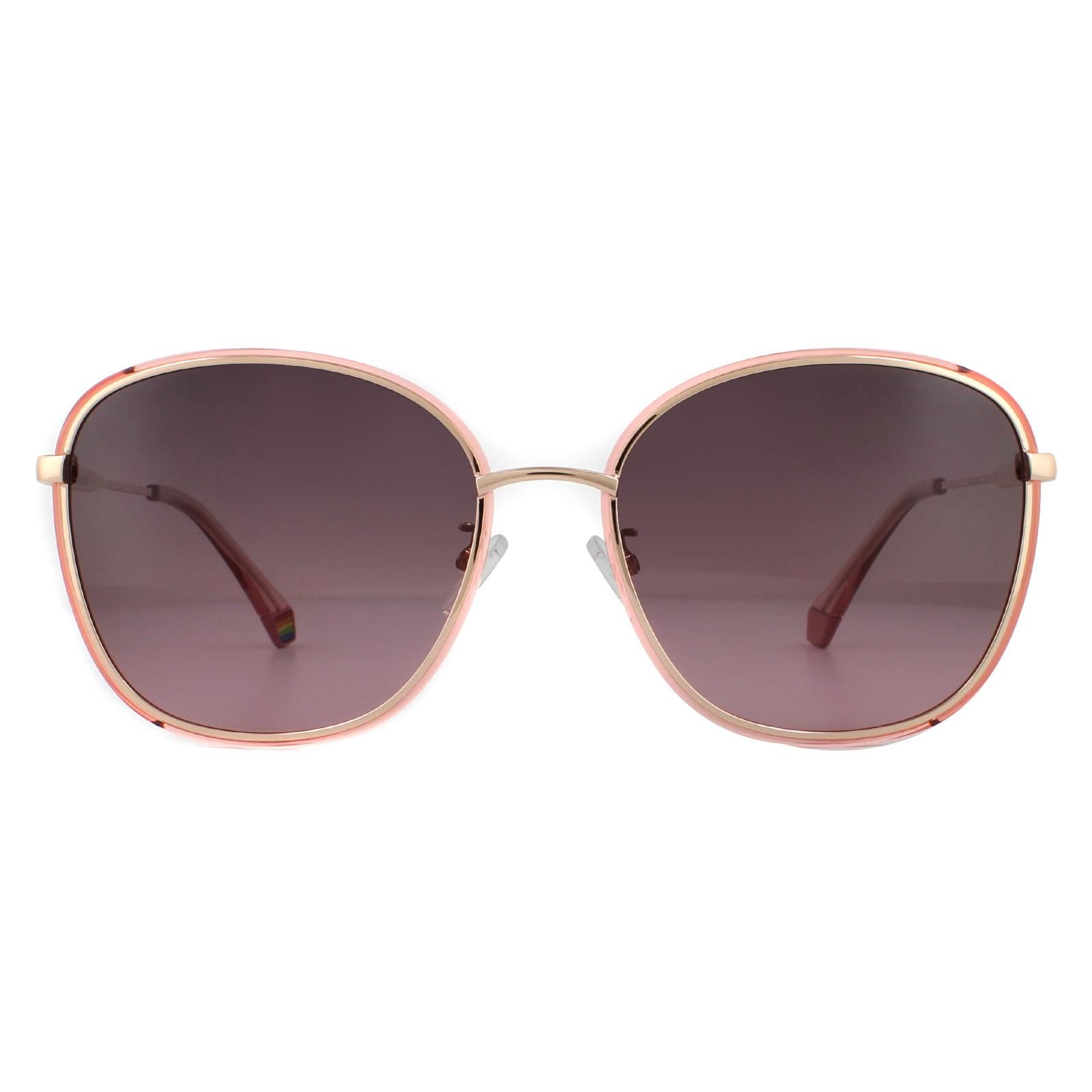 Polaroid Square Pink Gold Burgundy Gradient Polarized Sunglasses image 1