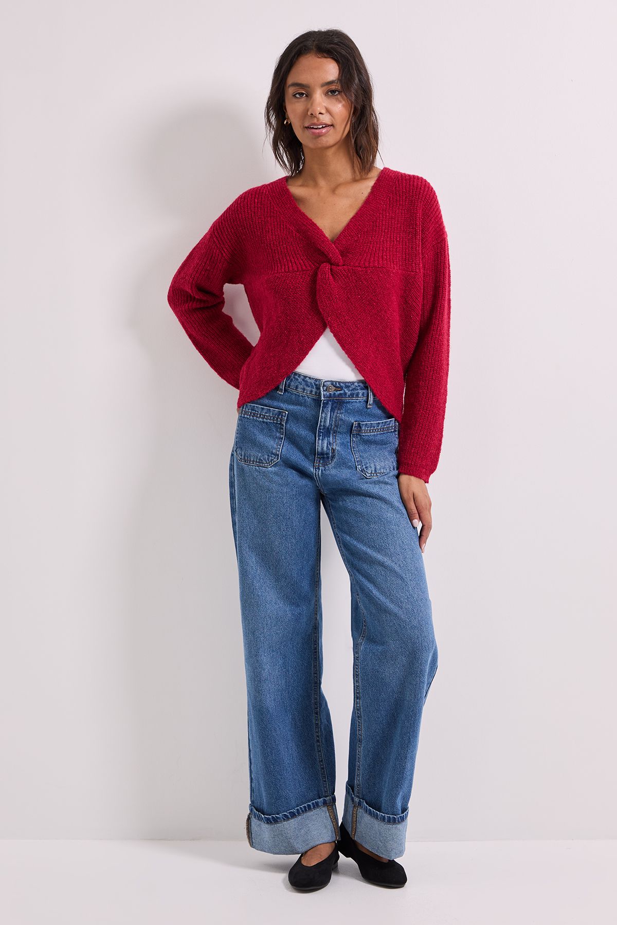 Dorothy Perkins Wrap Front Cardigan Cranberry image 2