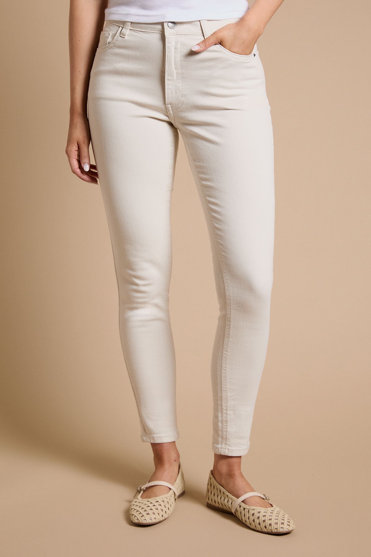 Dorothy Perkins Comfort Stretch Skinny Jeans Ecru image 2