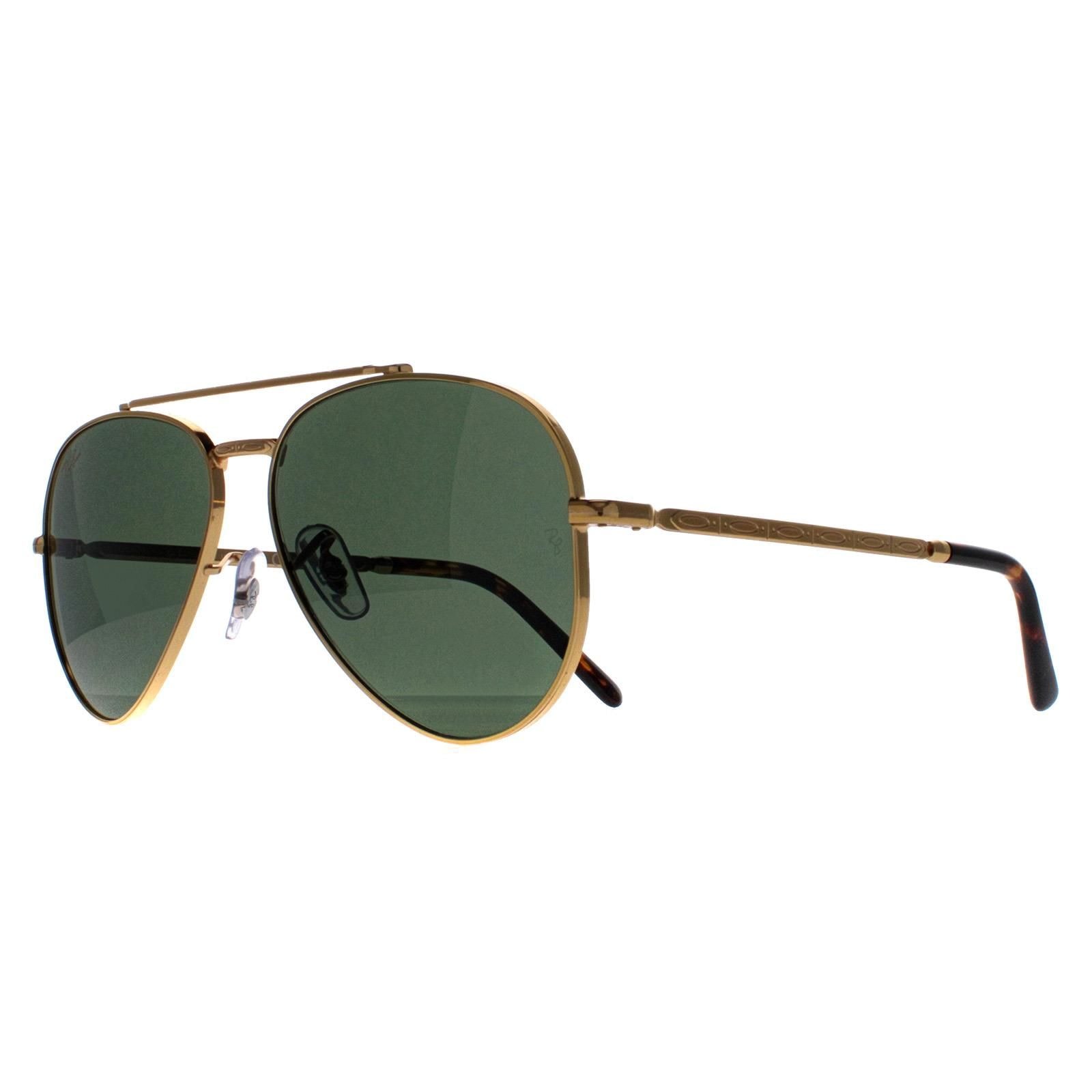 Ray-Ban Aviator Polished Gold Green RB3625 New Aviator image 2