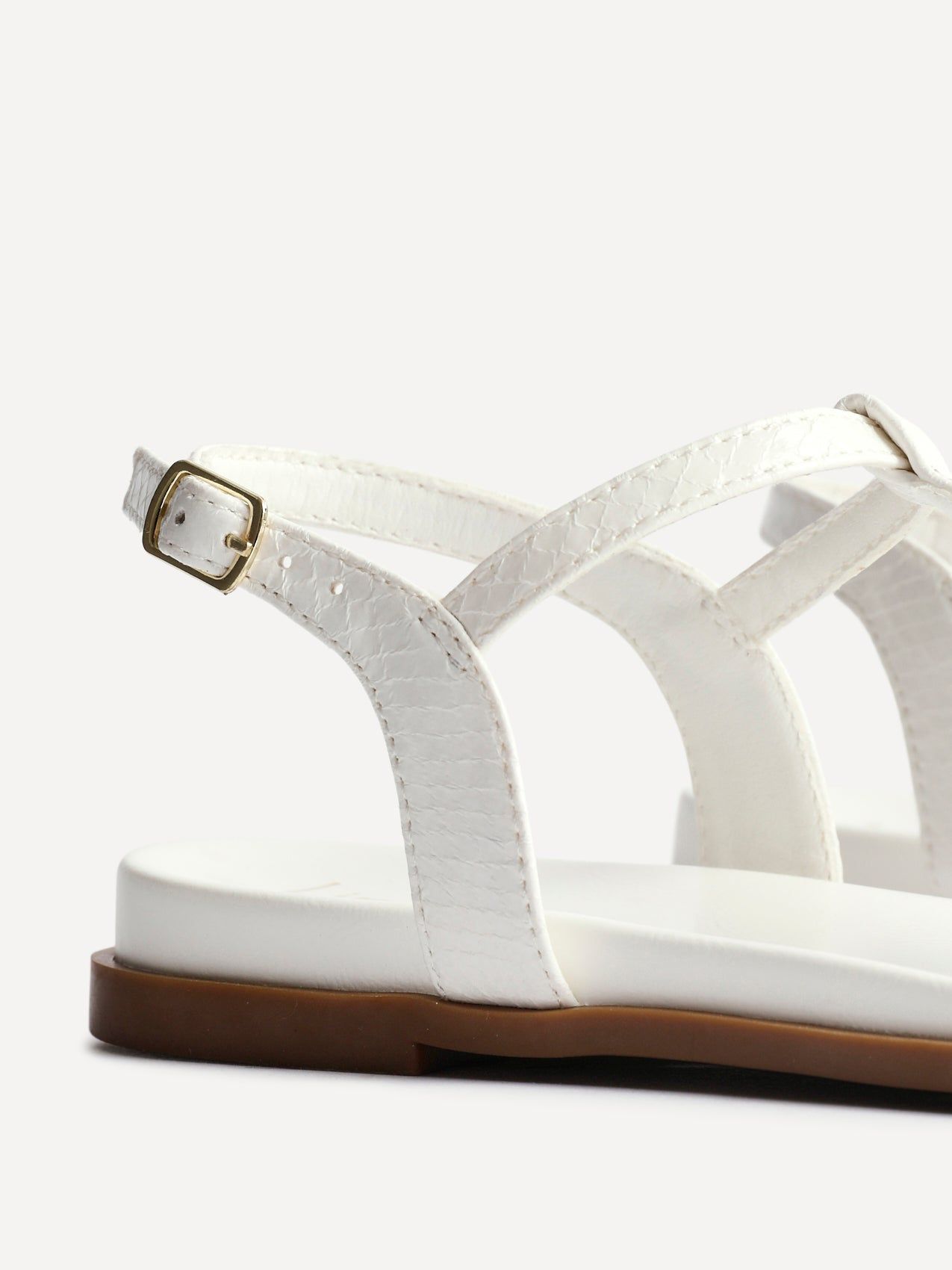 Linzi Saylor White Faux Leather Textured T-Bar Sandals image 5