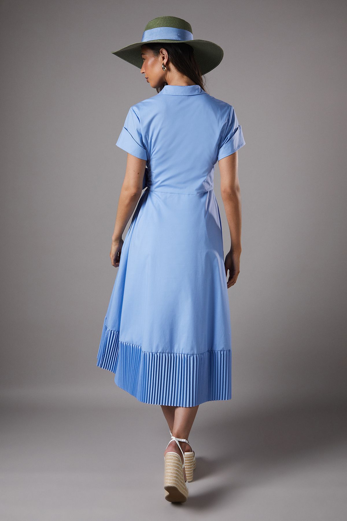 Coast Lisa Tan Polo Tie Waist Shirt Dress Blue image 3