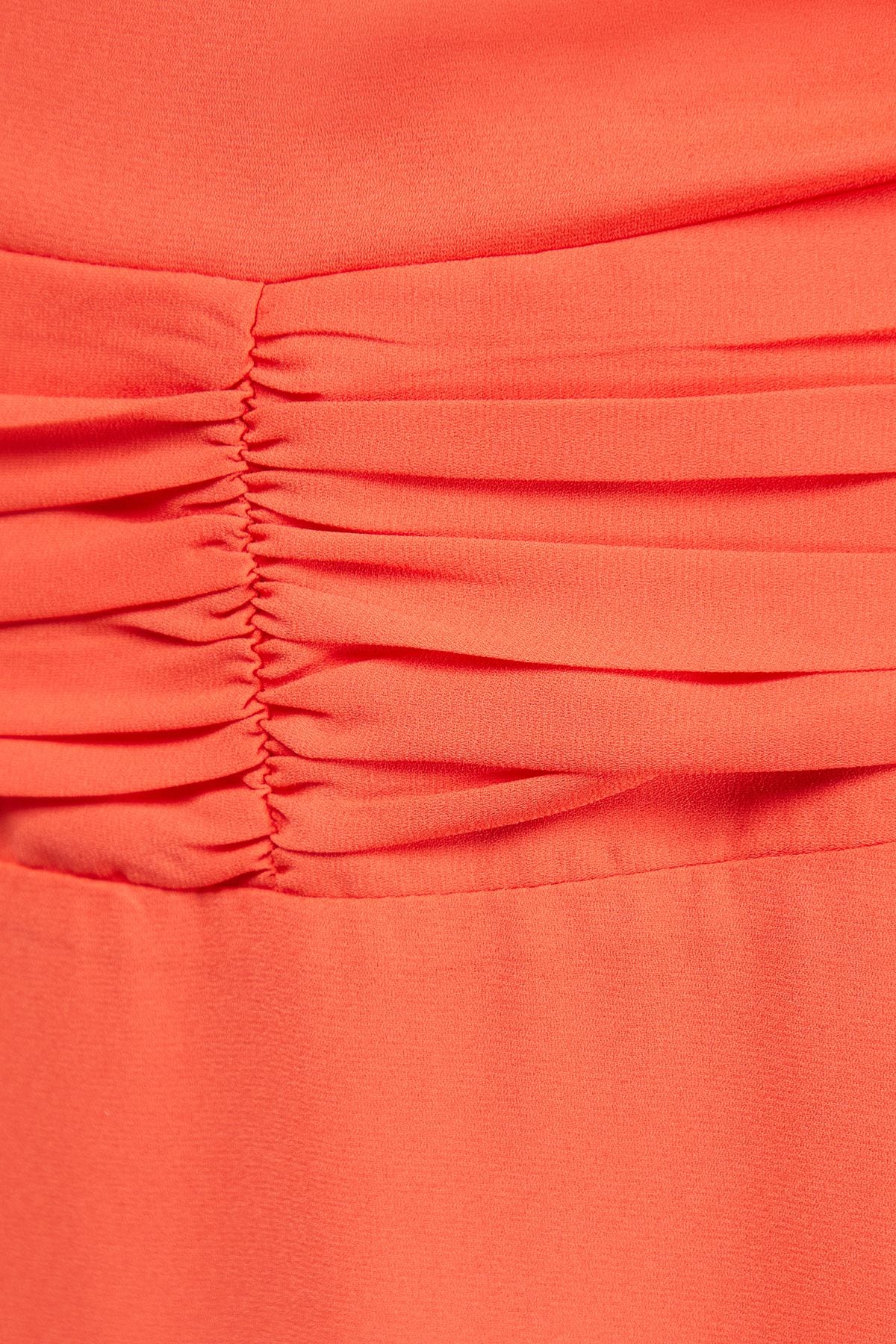 Warehouse Chiffon Grown On Sleeve Drop Waist Midi Dress Orange image 5