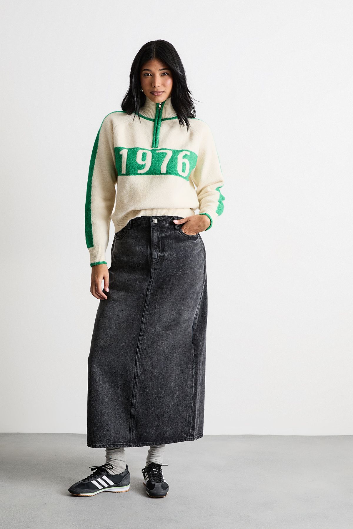 Warehouse 3/4 Racing Zip Up Jumper Ivory image 4