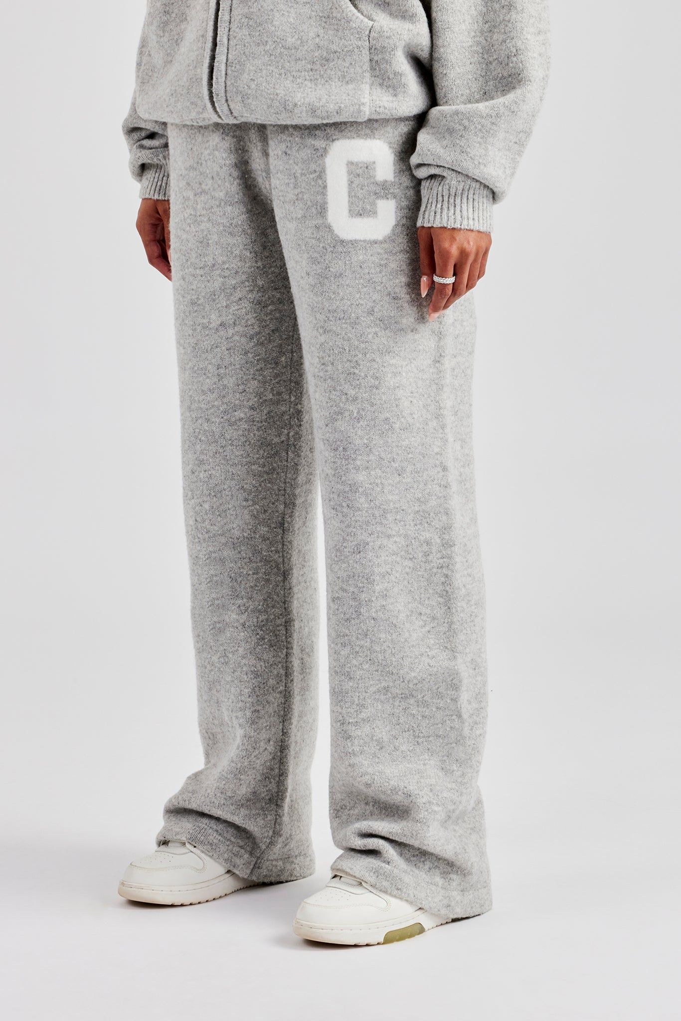 Cernucci Knitted Wide Leg Jogger - Light Grey image 1