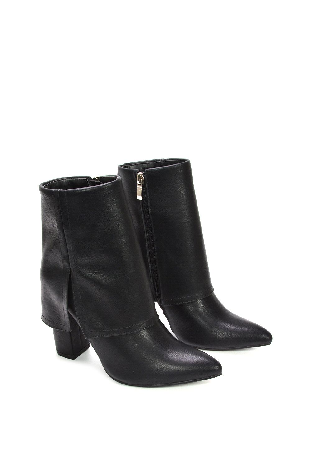 XY London 'Ayla' Layered Fold Over Pointed Toe Heeled Shoe Booties image 6