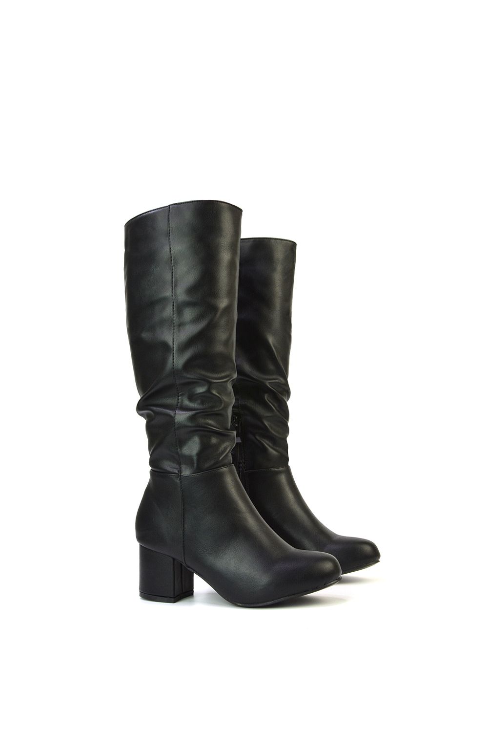 XY London 'Jackie' Ruched Mid Block High Heel Knee High Boots image 6
