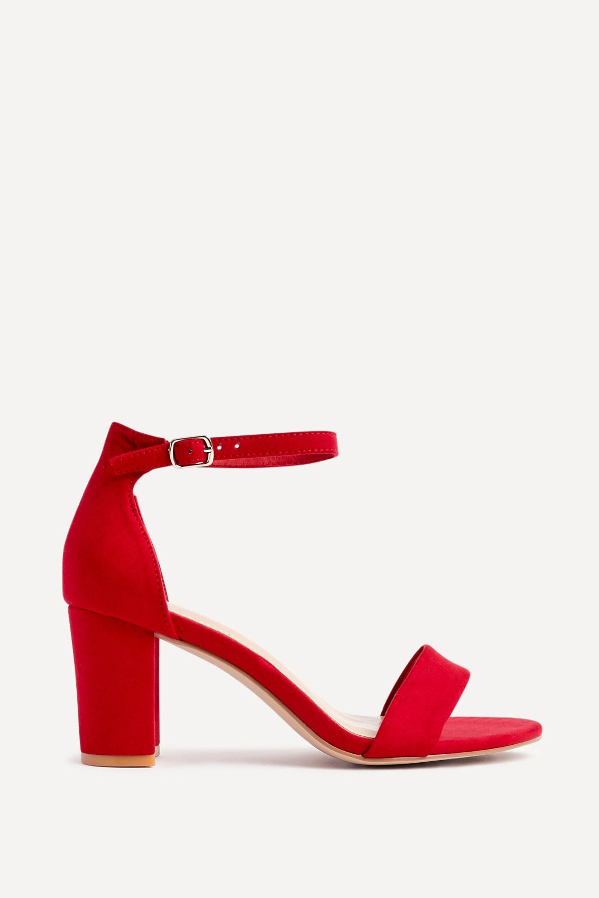 Linzi Legacy Wide Fit Red Suede Closed Back Block Heel image 1