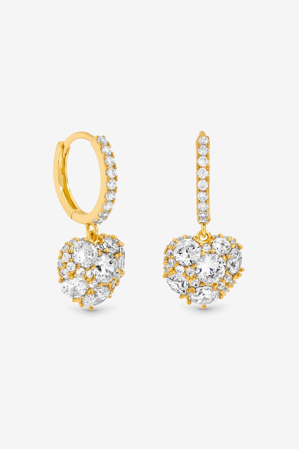 Jon Richard Gold Plated Cubic Zirconia Pave Heart Earrings