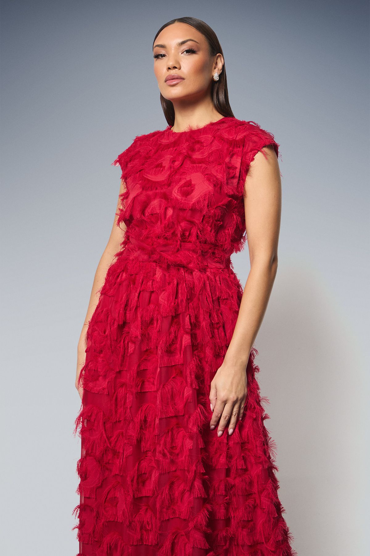 Principles Fit & Flare Textured Jacquard Midi Dress Berry image 2