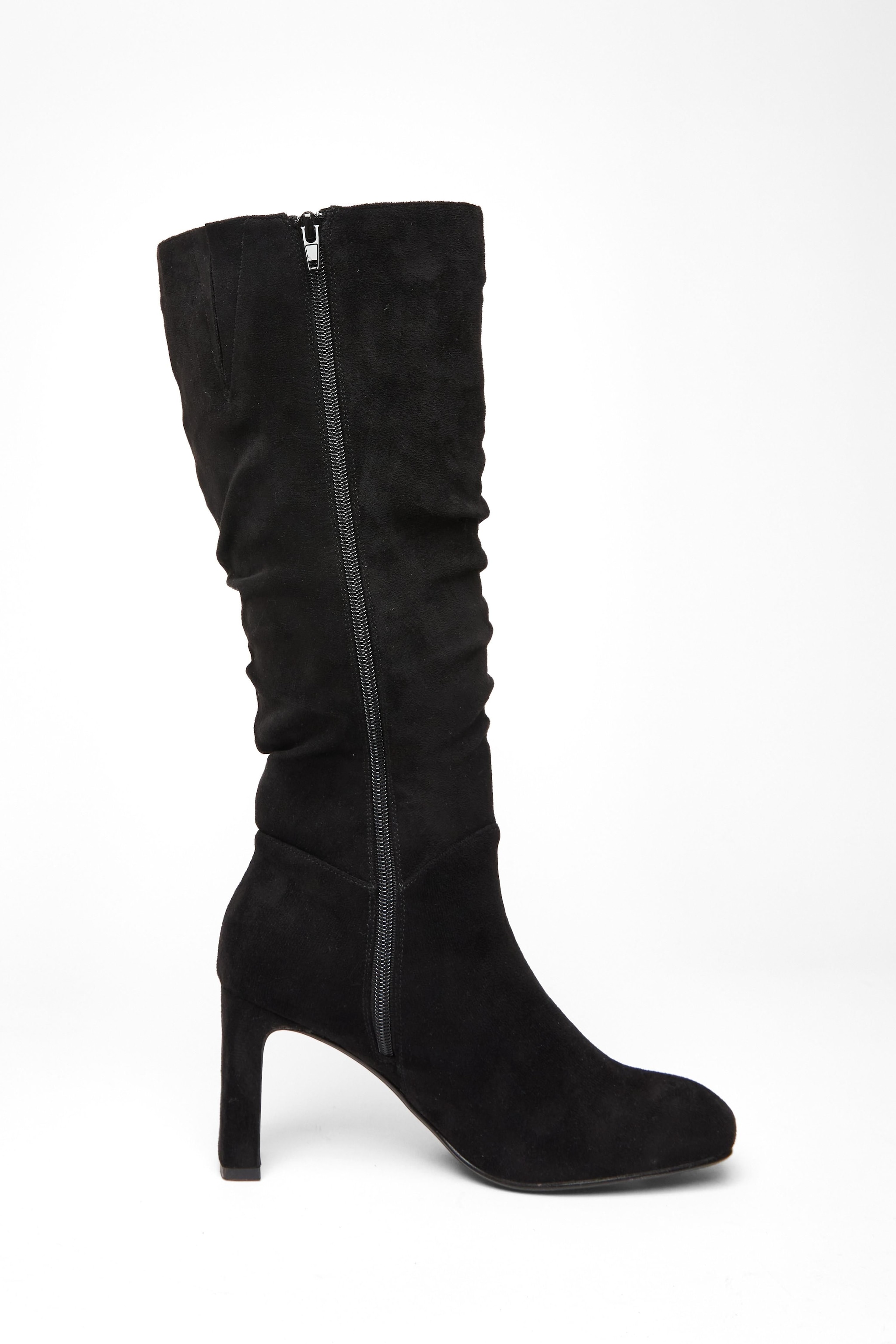 Quiz Black Faux Suede Heeled Boot image 5