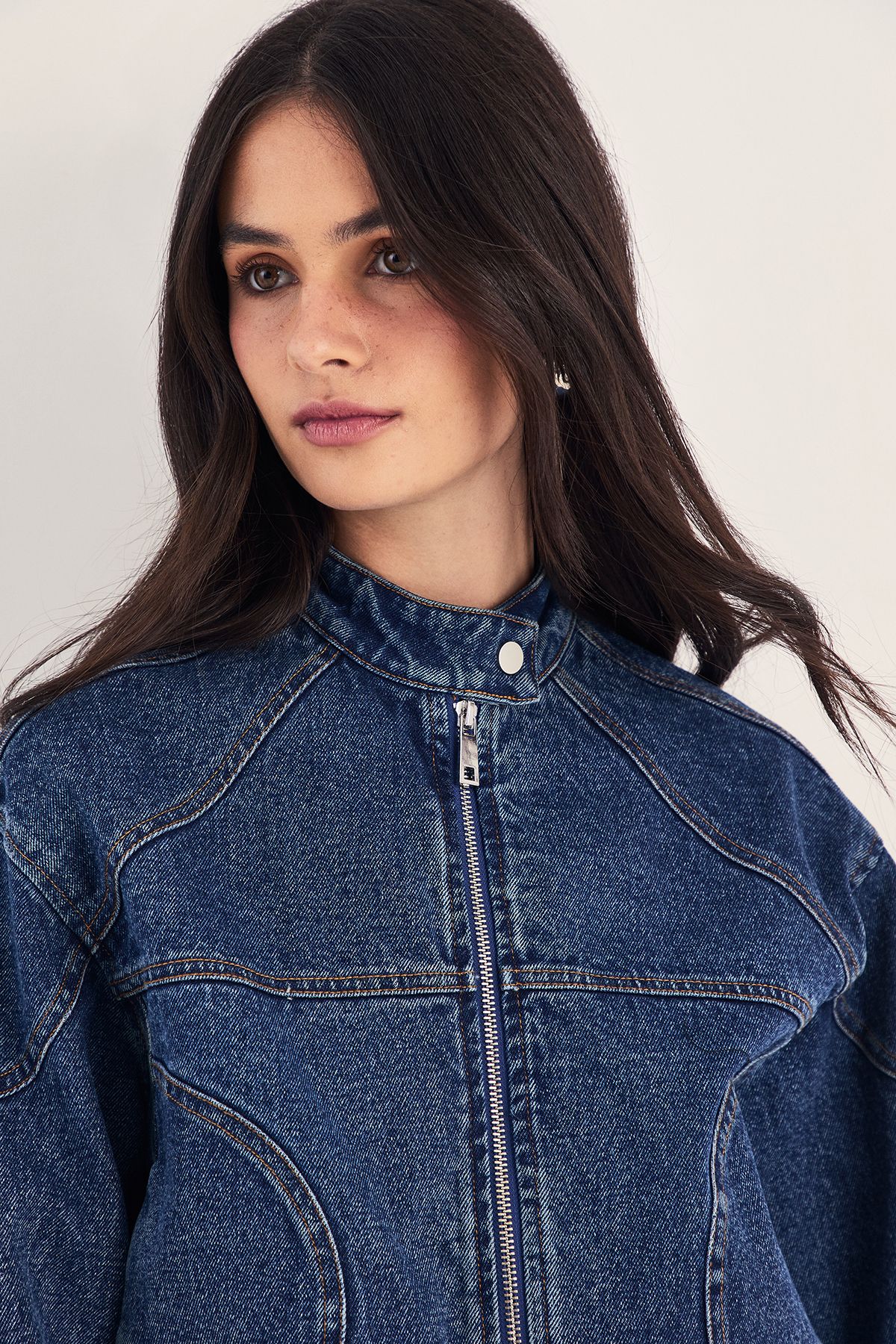 NastyGal Denim Moto Jacket Indigo image 3
