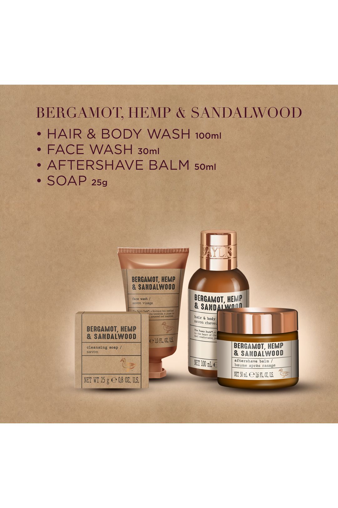 Baylis & Harding The Fuzzy Duck Bergamot, Hemp & Sandalwood Men's Luxury Grooming Tin Gift Set Multi image 4