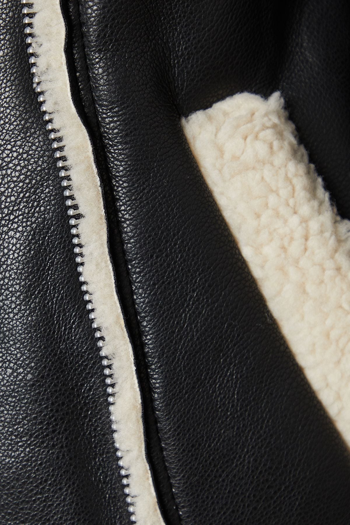 Oasis PU Borg Detail Collared Zip Jacket Black image 4