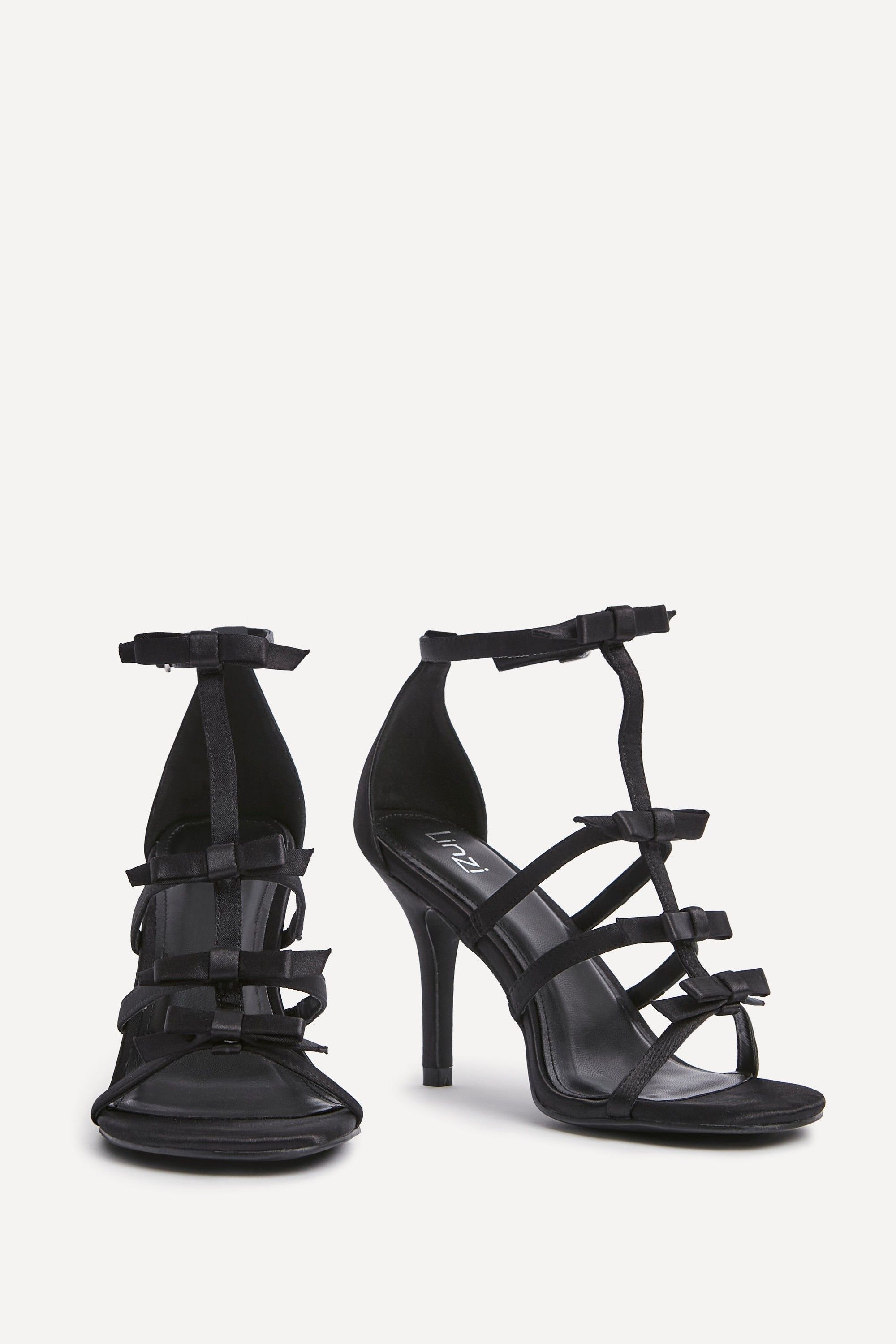 Linzi Saviour Black Satin T-Bar Bow Heel image 3