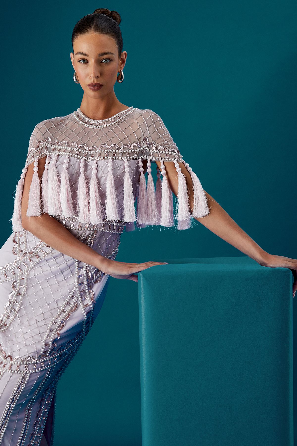 Coast Coast Muse Tassel Cape Sequin Maxi Dress Lilac image 2