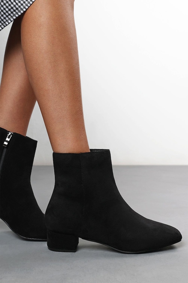 Where's That From 'Xanthe' Faux Suede Square Toe Ankle Boots with Low Block Heel