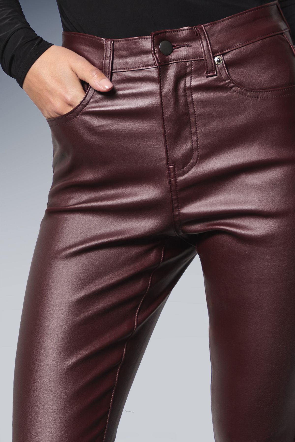 Dorothy Perkins Petite Coated Skinny Jean Burgundy image 4