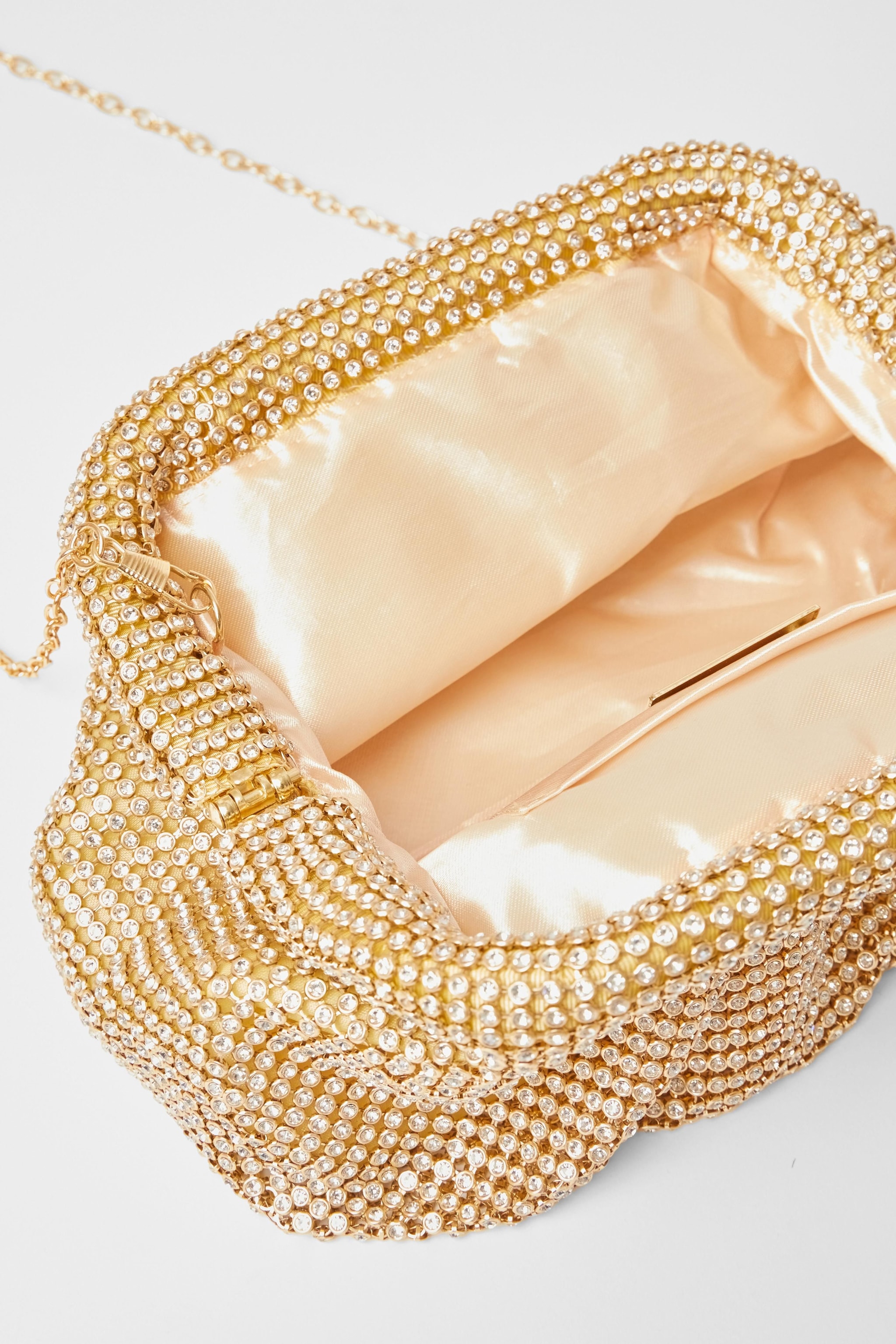 Quiz Gold Diamante Gathered Pouch Bag image 2