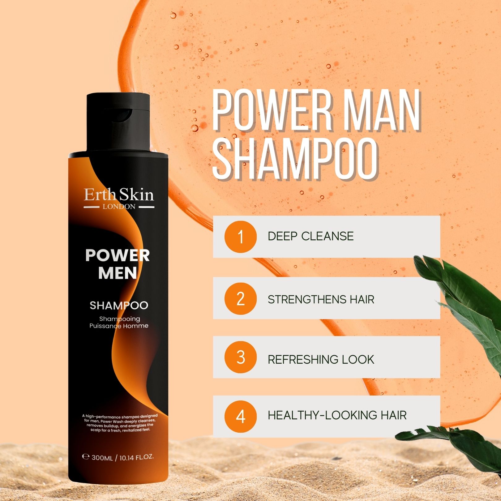 Erth Skin London Power Men Shampoo 300ml image 2