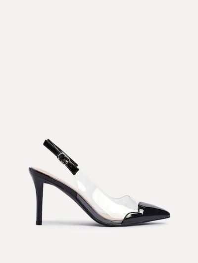 Linzi Nolita Black Perspex Patent Mix Slingback Court Heels