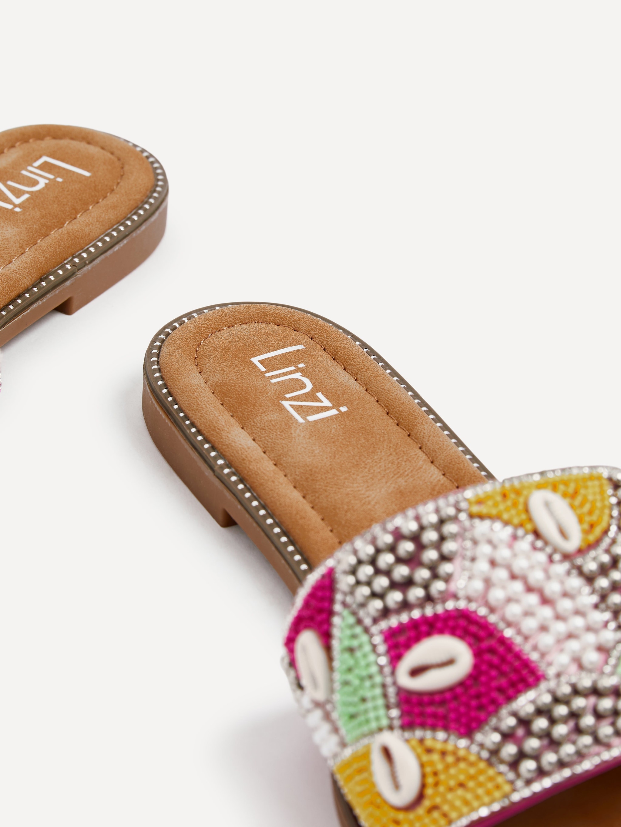 Linzi Seanna Fuchsia & Yellow Embellished Shell Slider image 5