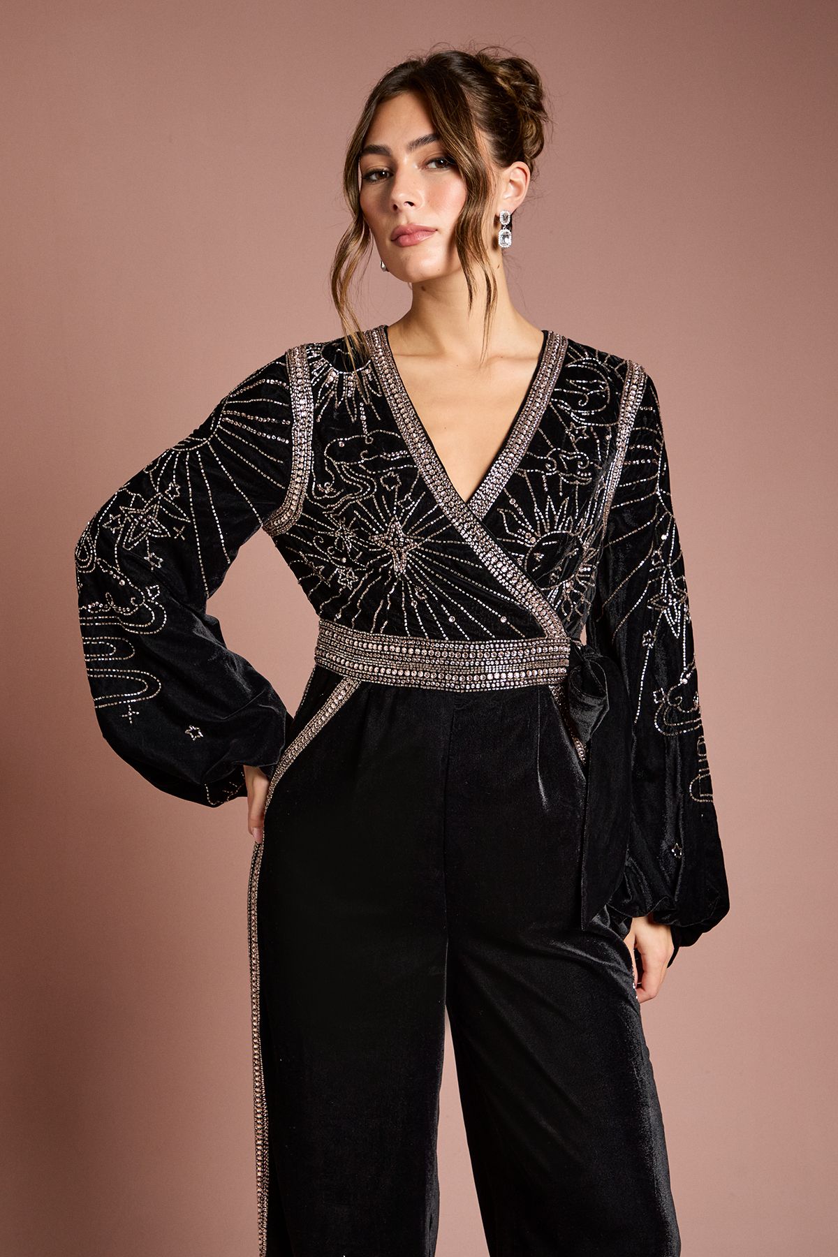Coast Wrap Top Celestial Velvet Jumpsuit Black image 2