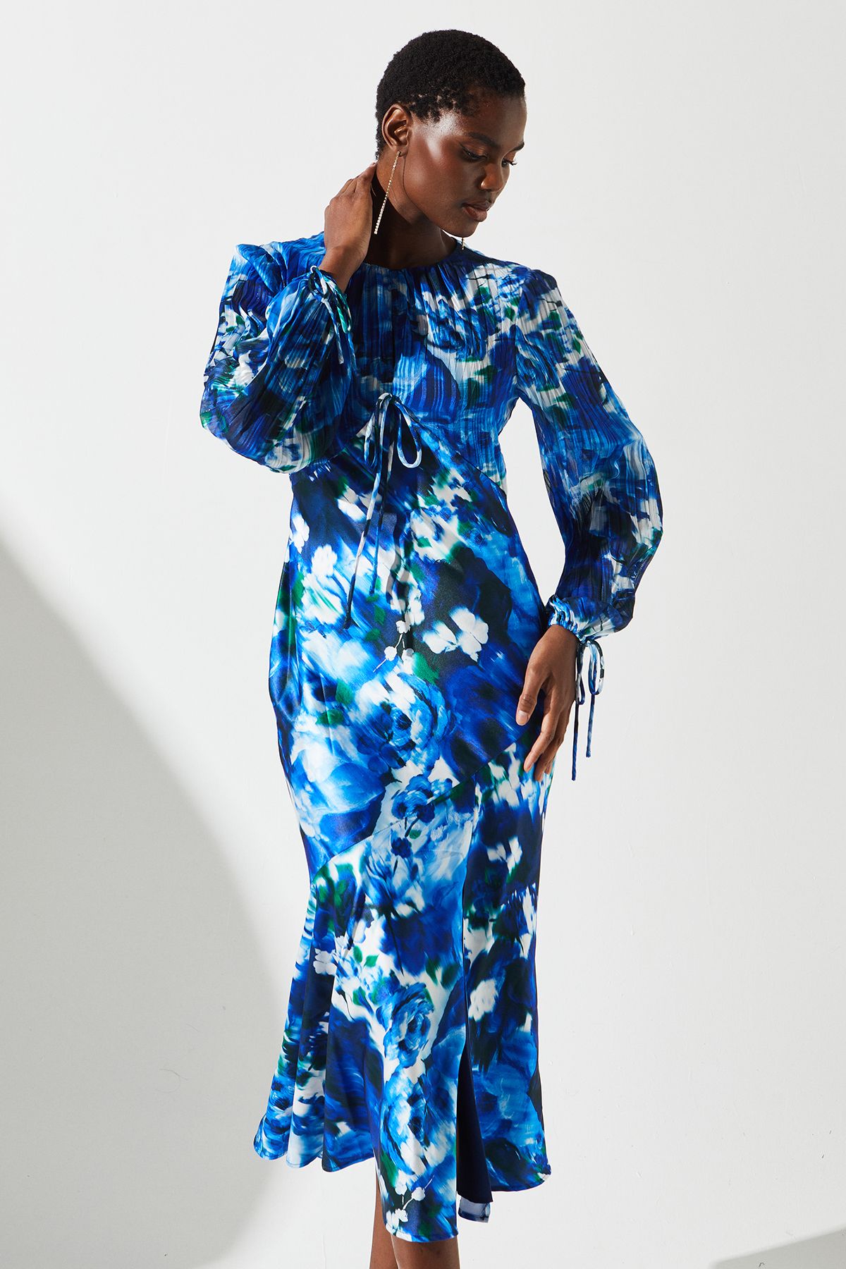 Coast Panelled Tie Detail Midi Dress Blue image 2