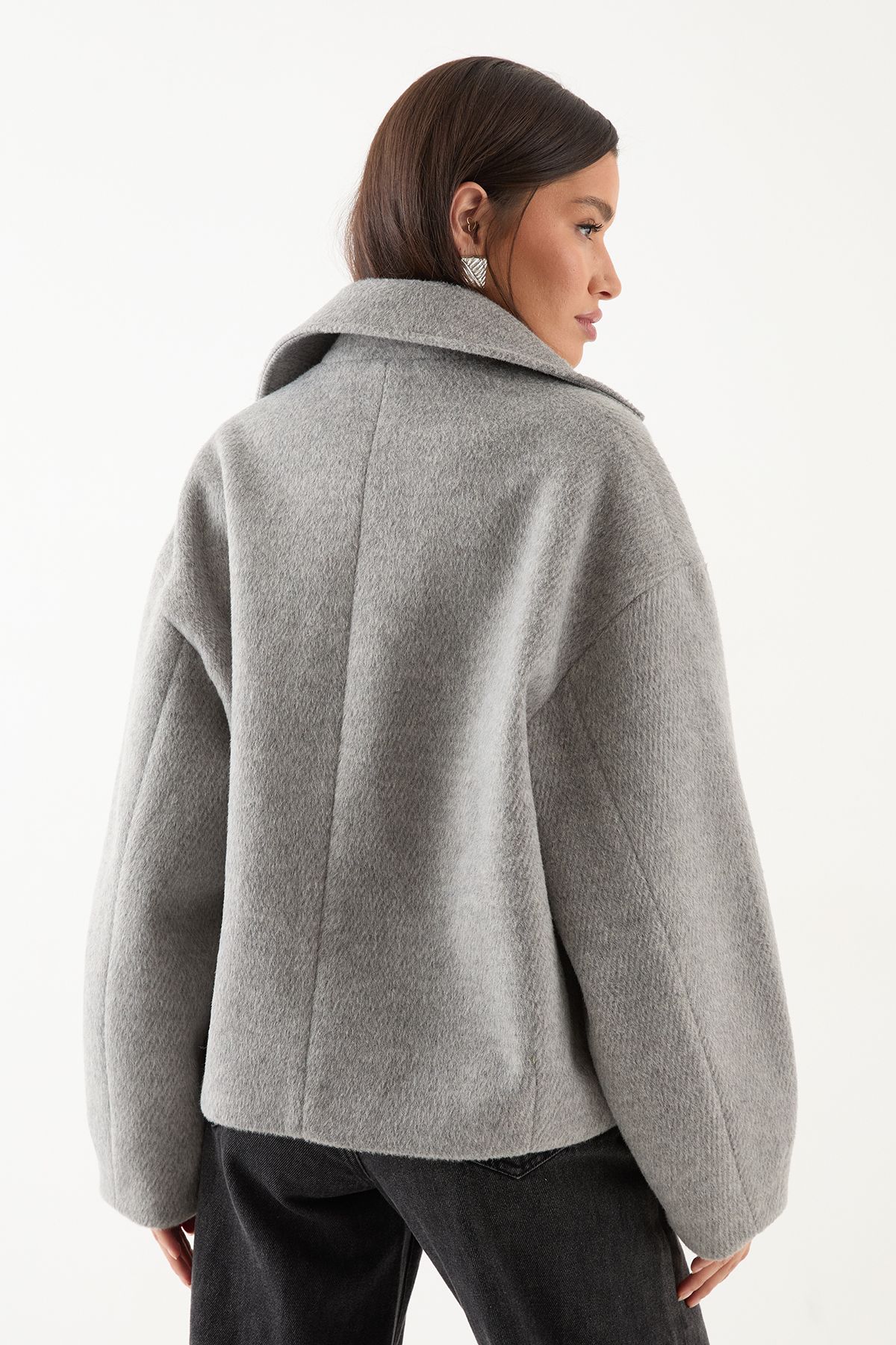 MissPap Oversized Brushed Biker Jacket Grey image 3