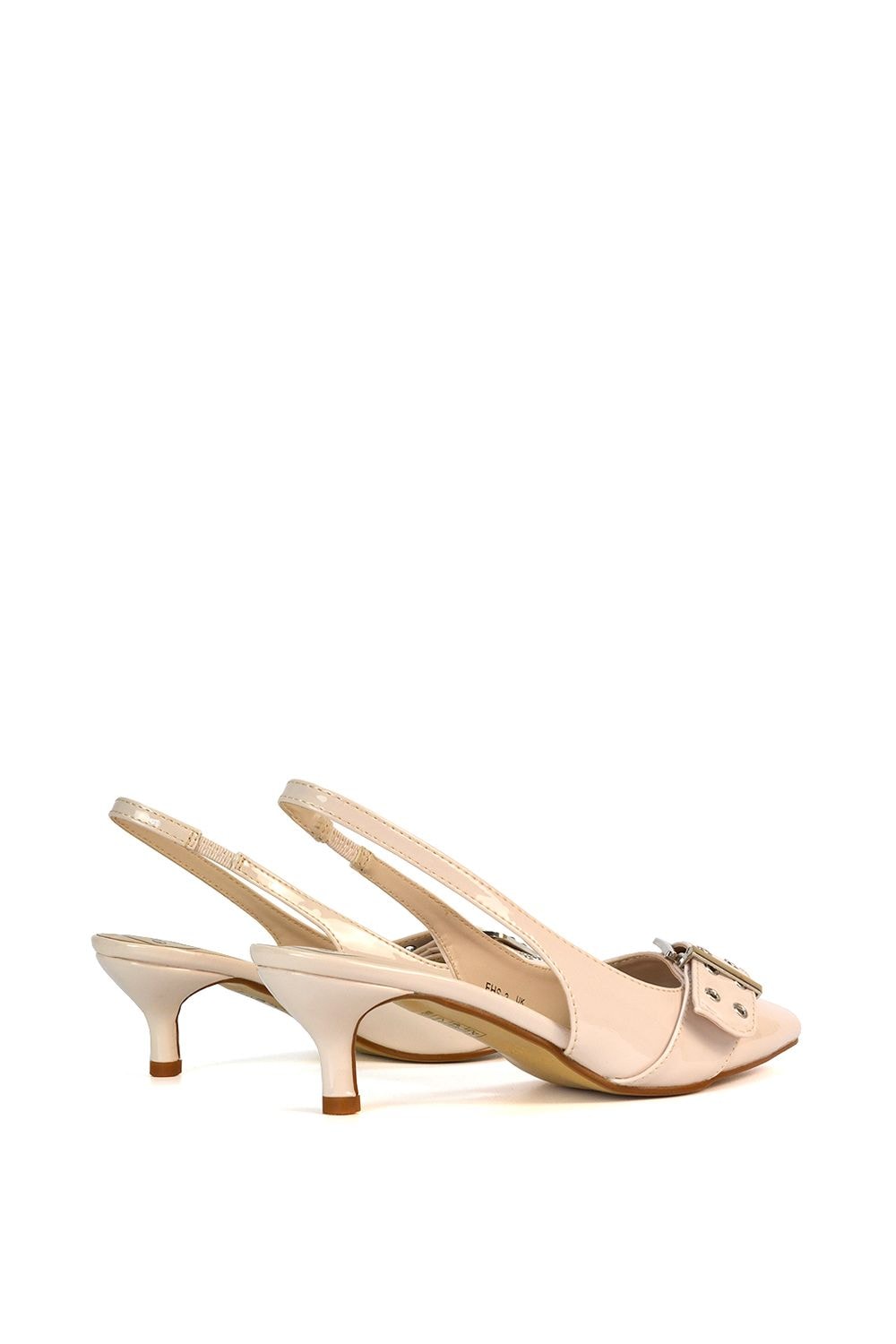 XY London 'Lexi' Pointed Toe Slingback Low Kitten Heels With Buckle Detail image 6