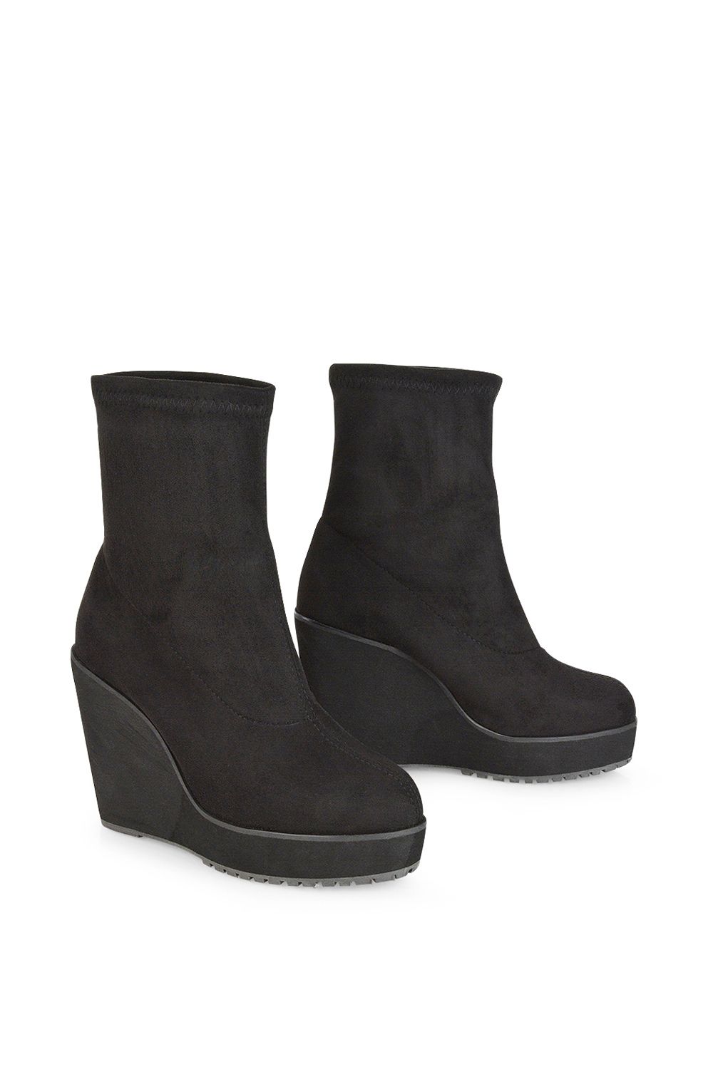 XY London 'Camille' Platform Wedge Heeled Sock Biker Ankle Boots image 4