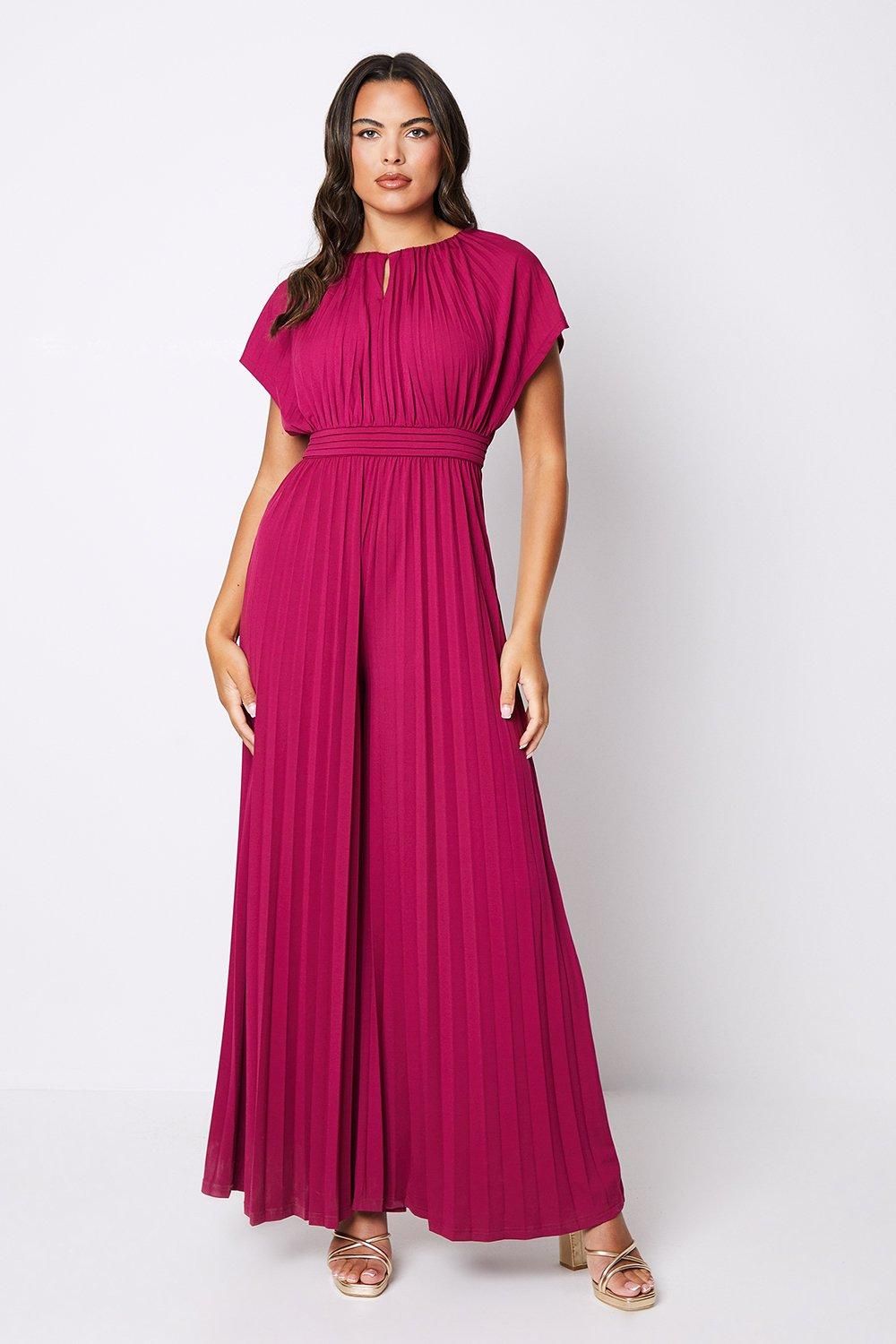 Coast Slink Jersey Pleated Jumpsuit Berry image 1