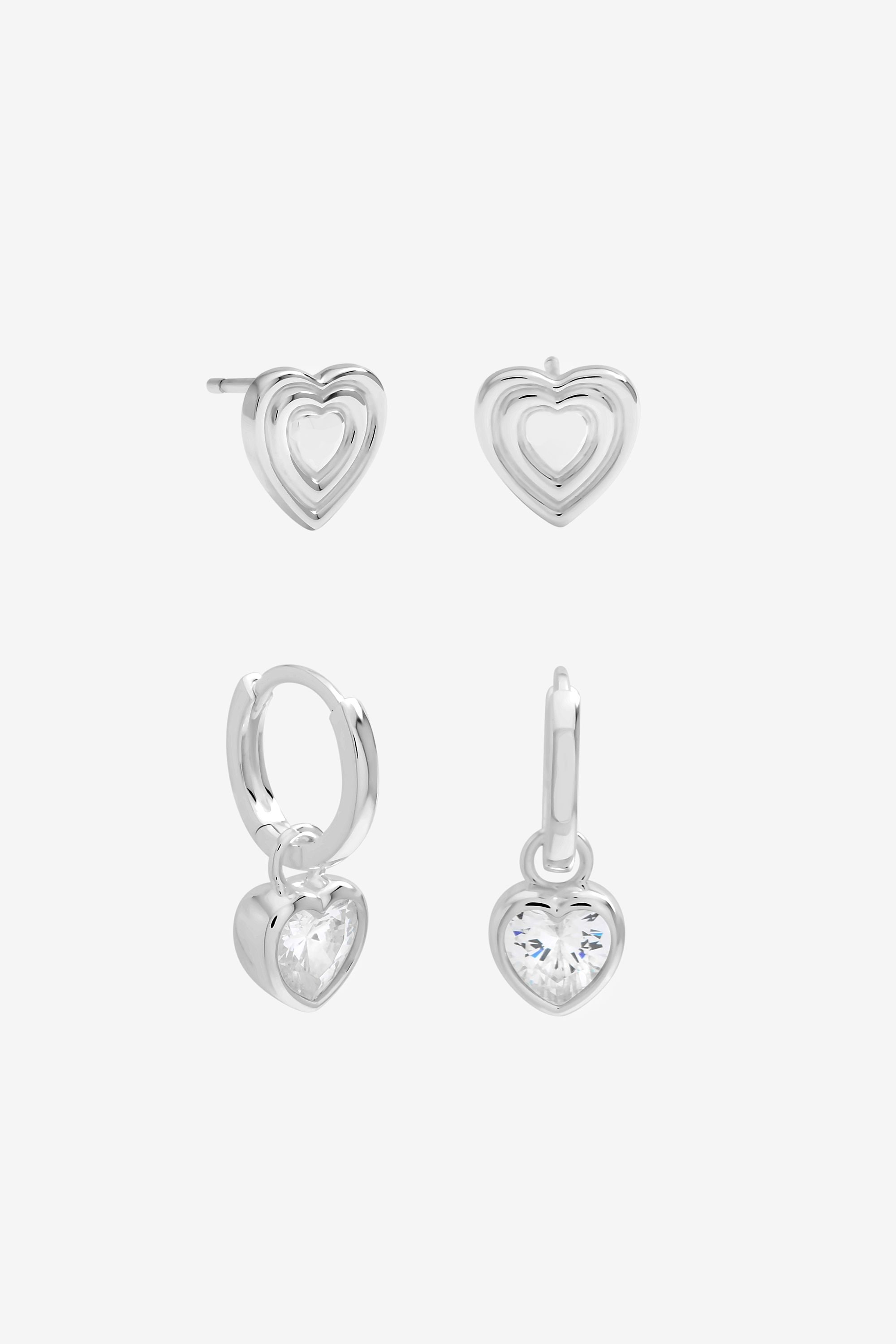 Inicio Sterling Silver Plated Heart Earrings - Pack of 2 image 1